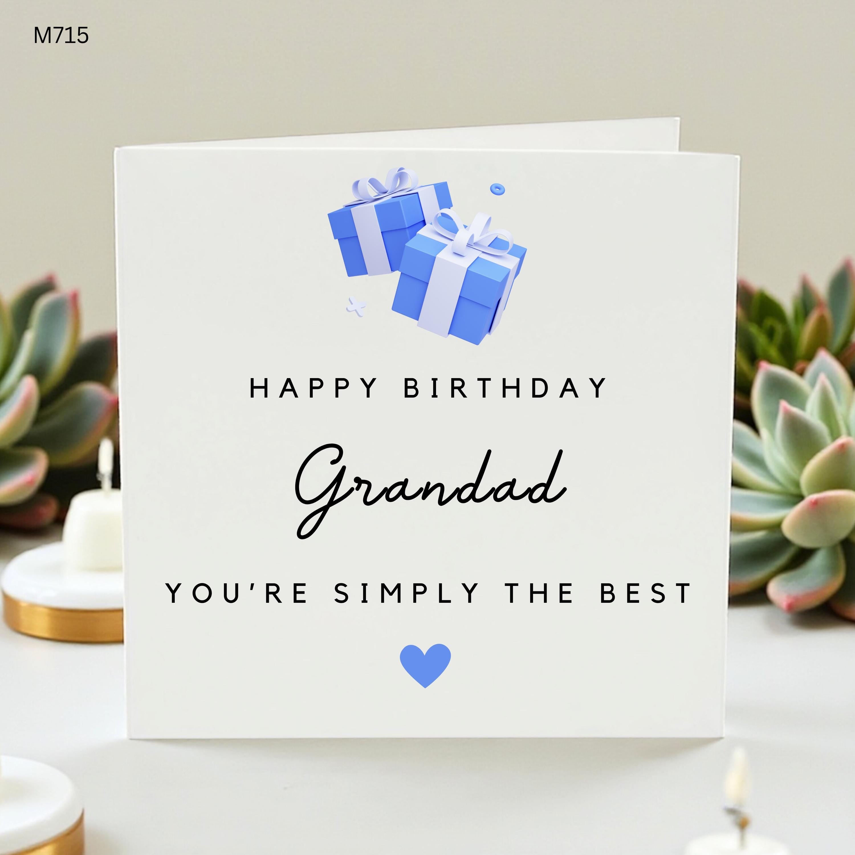 Personalised Grandad Birthday Card, Simply The Best Grandad Card, Cute Blue Gift Present Card, Birthday Card For Grandpa