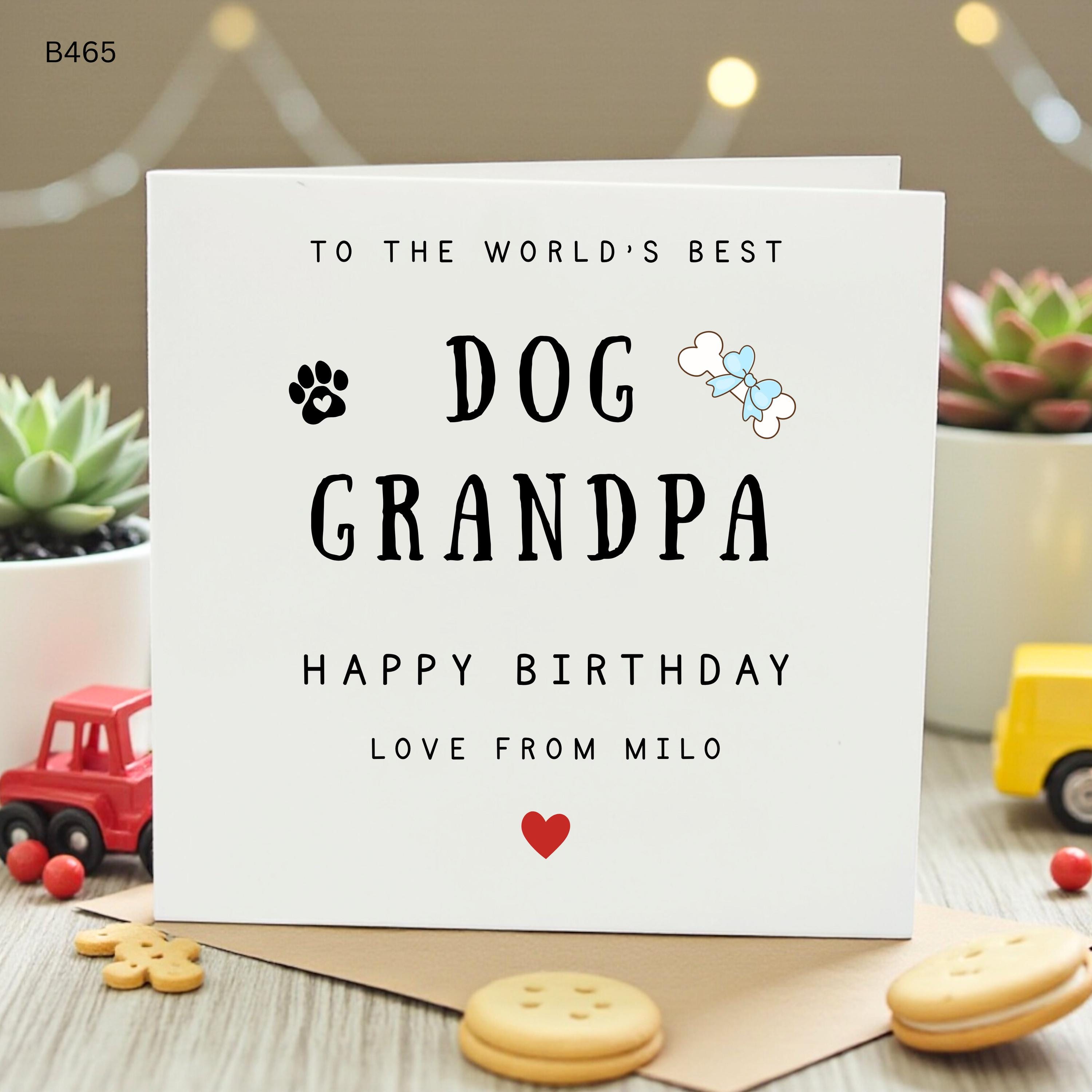 Personalised Dog Grandpa Birthday Card, World’s Best Dog Grandpa Card, From The Dog Birthday Card, Pet Lover Grandad Card, Cute Paw Print