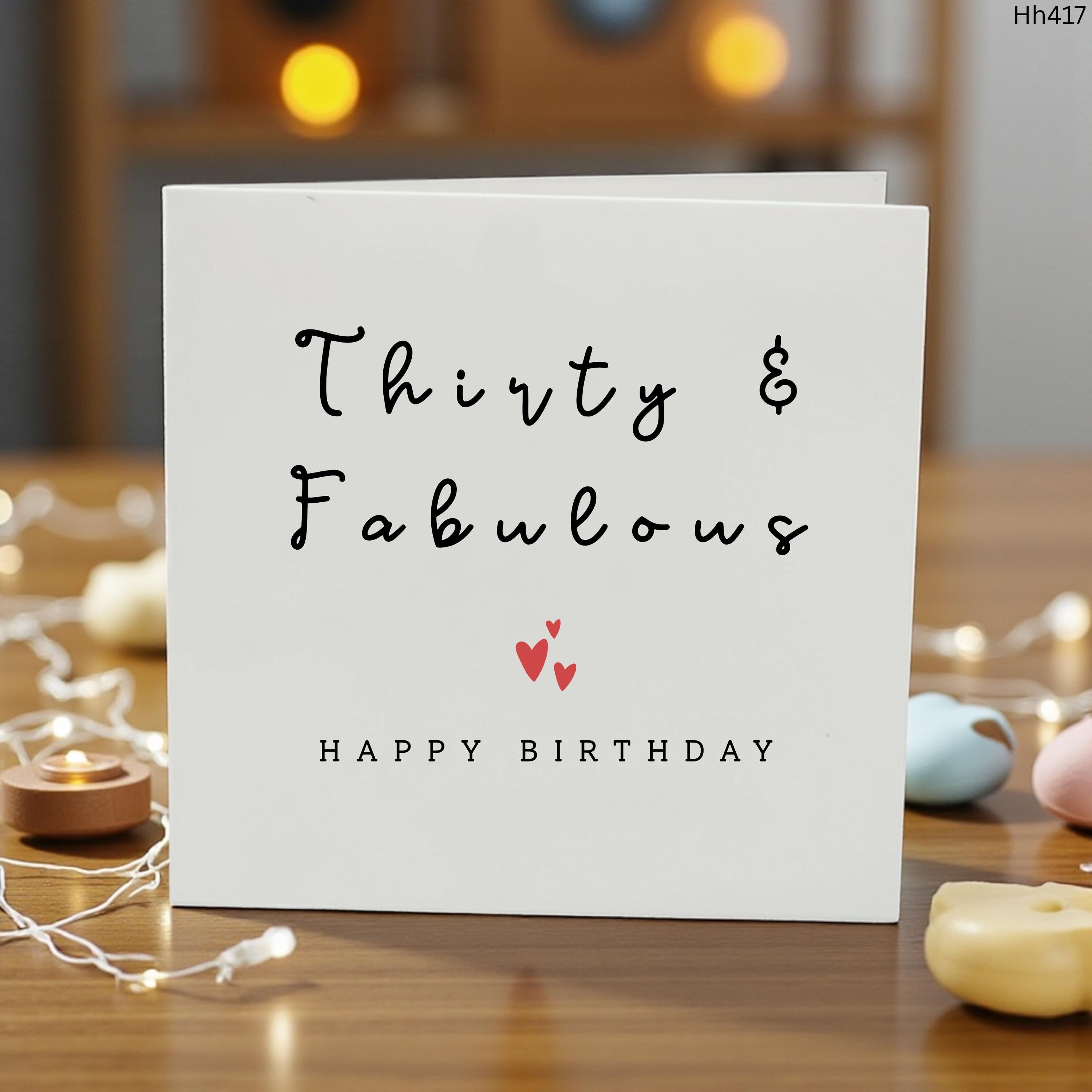 30th Birthday Card for Her Thirty and Fabulous Card Personalised Birthday Card Daughter Sister Friend Minimalist 30 Birthday Card