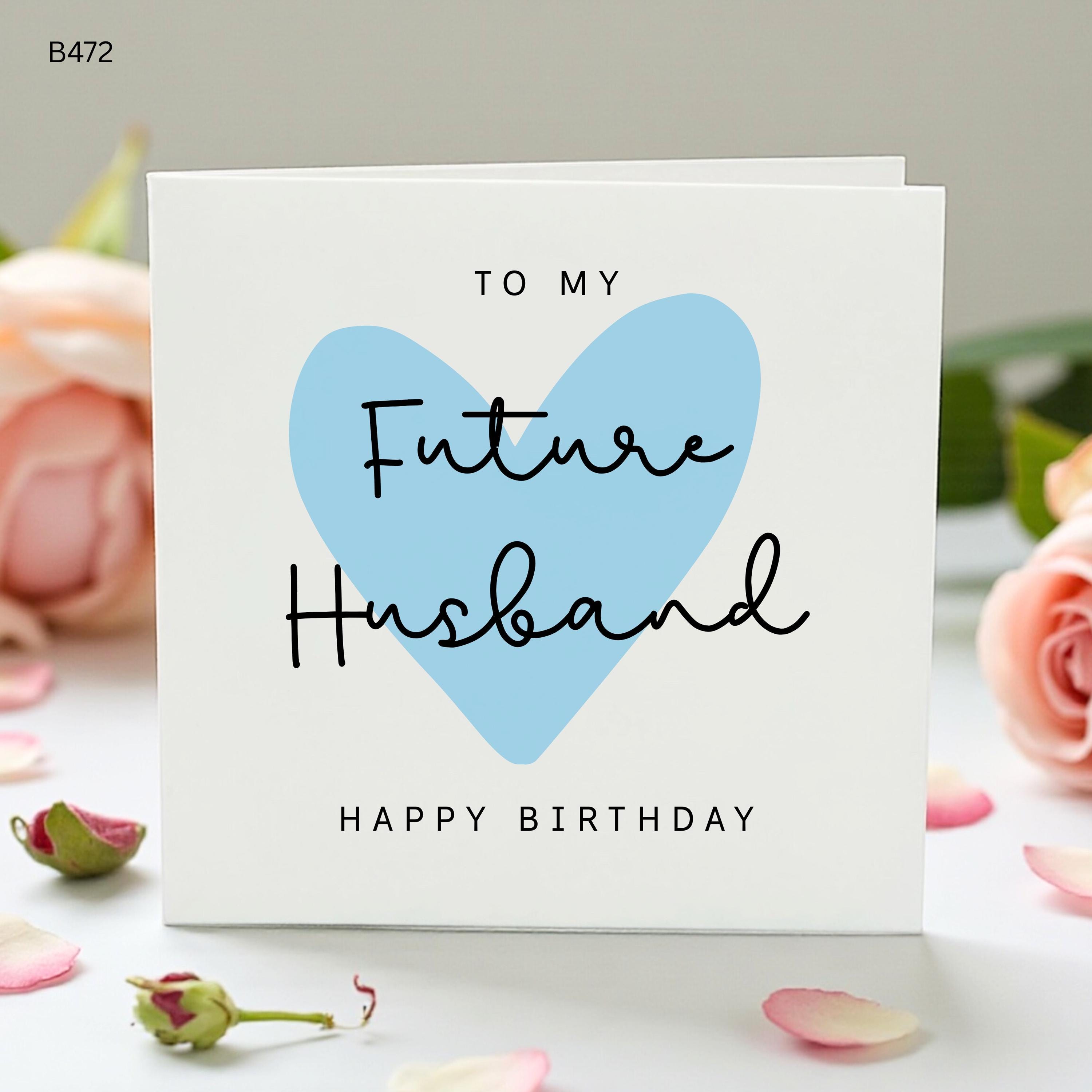To My Future Husband Birthday Card, Romantic Blue Heart Fiancé Birthday Card for Him, Cute Birthday Card from Wife to Be