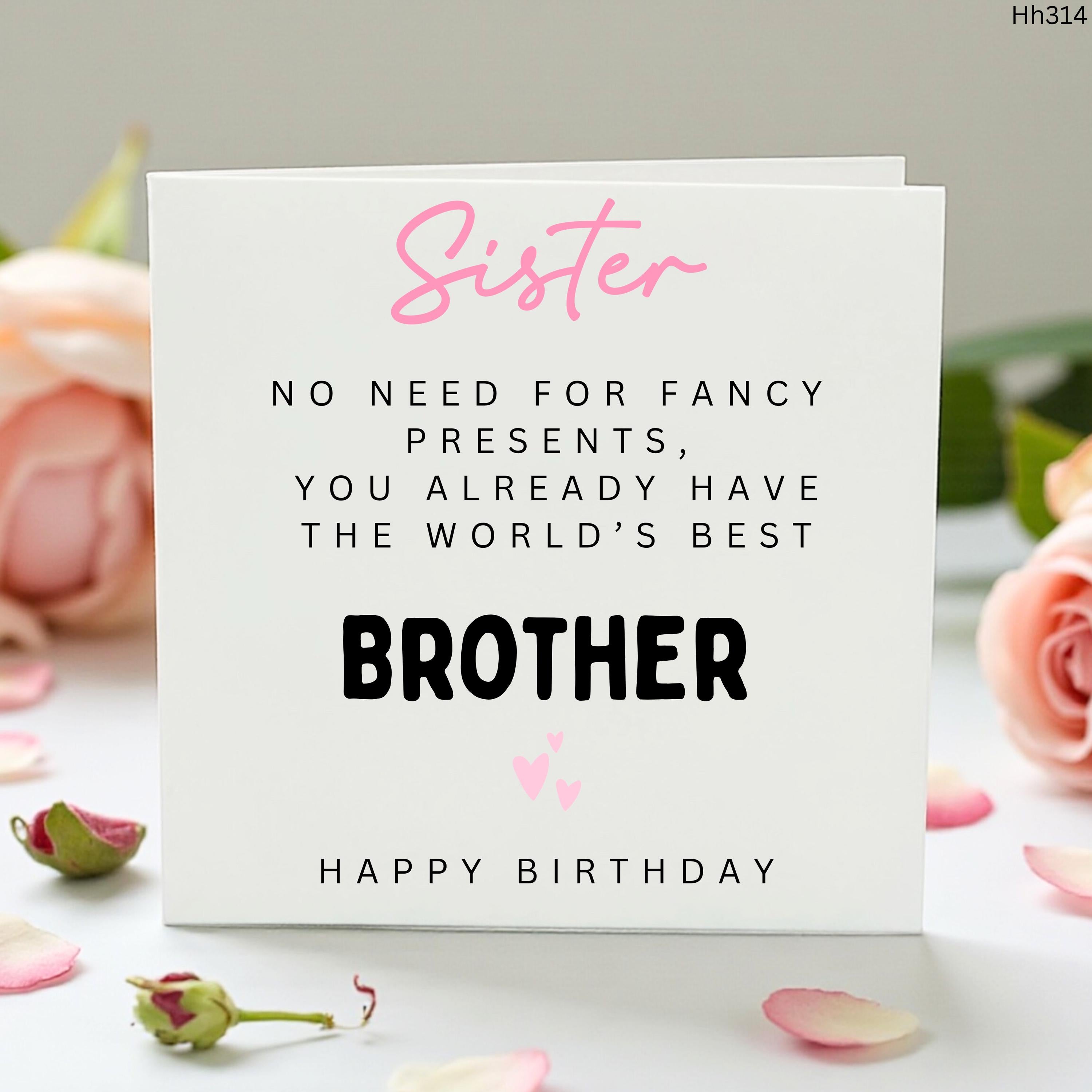 Funny Sister Birthday Card from Brother, Sarcastic Sibling Birthday Card, Cute Joke Birthday Gift for Sister Witty Best Brother Card for Her