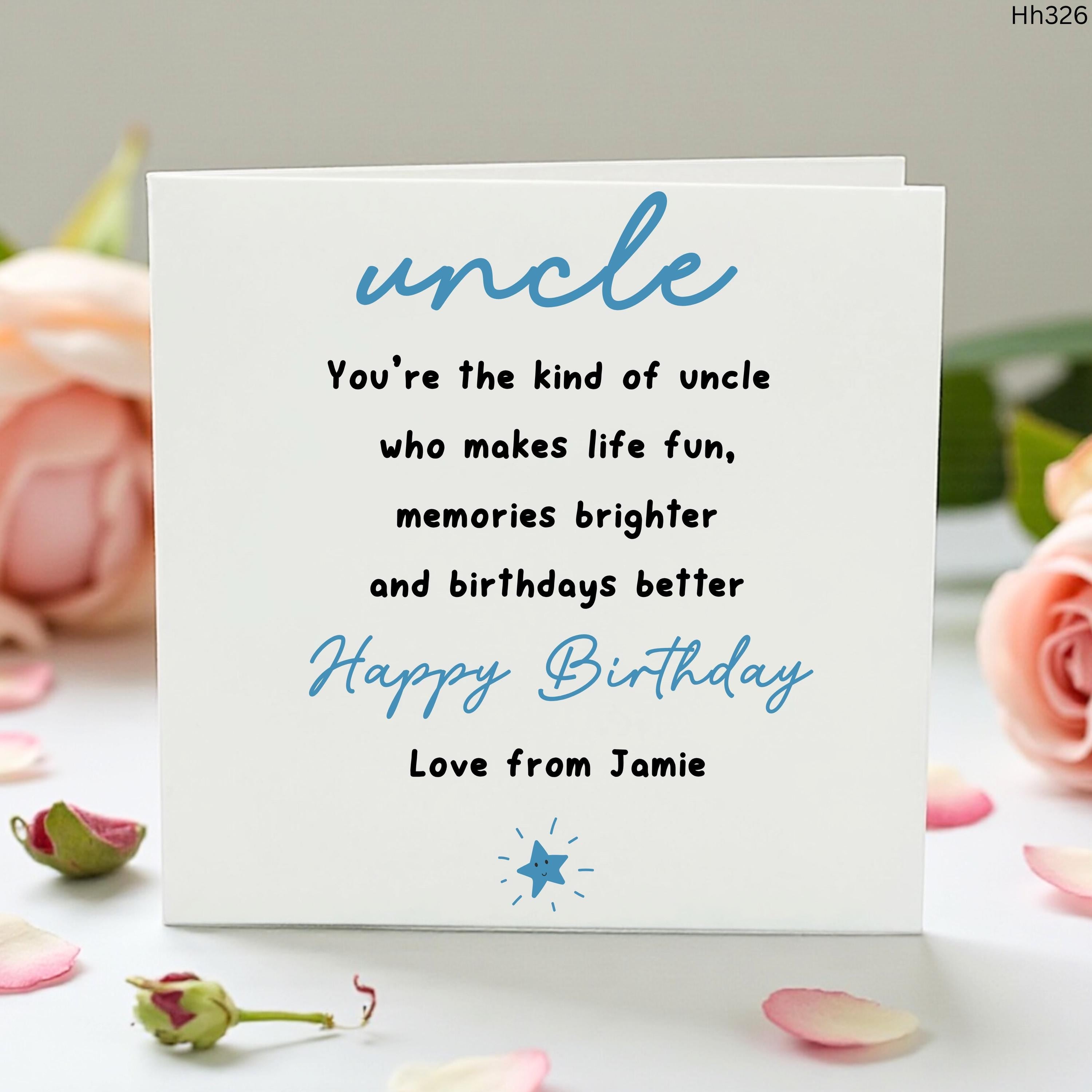 Uncle Birthday Card, Personalised Birthday Card for Uncle, Cute Uncle Card From Nephew Niece, Happy Birthday Uncle Gift