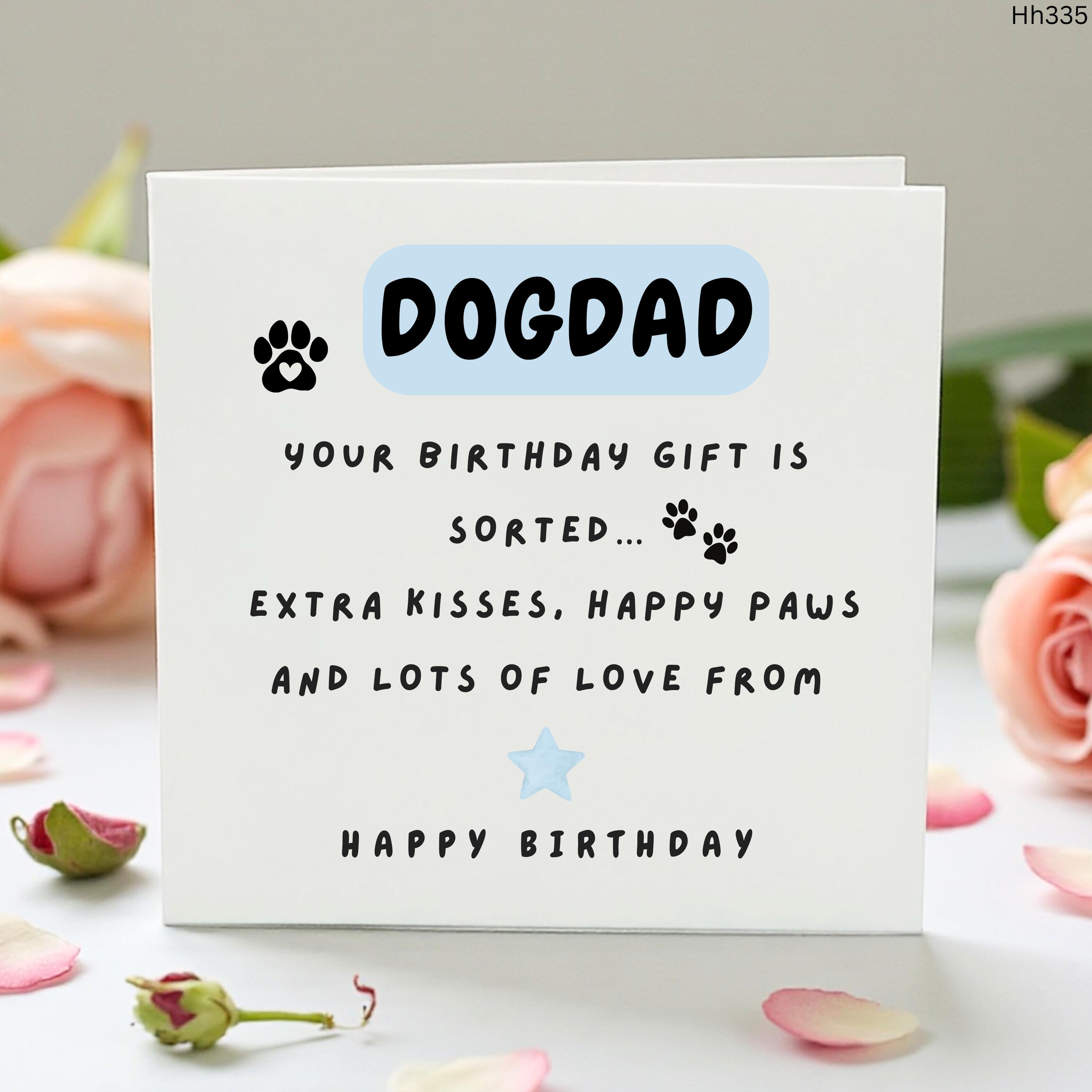 Dog Dad Birthday Card, Birthday Card From The Dog, Funny Pet Dad Card, Cute Paw Print Card, Dog Lover Birthday Gift