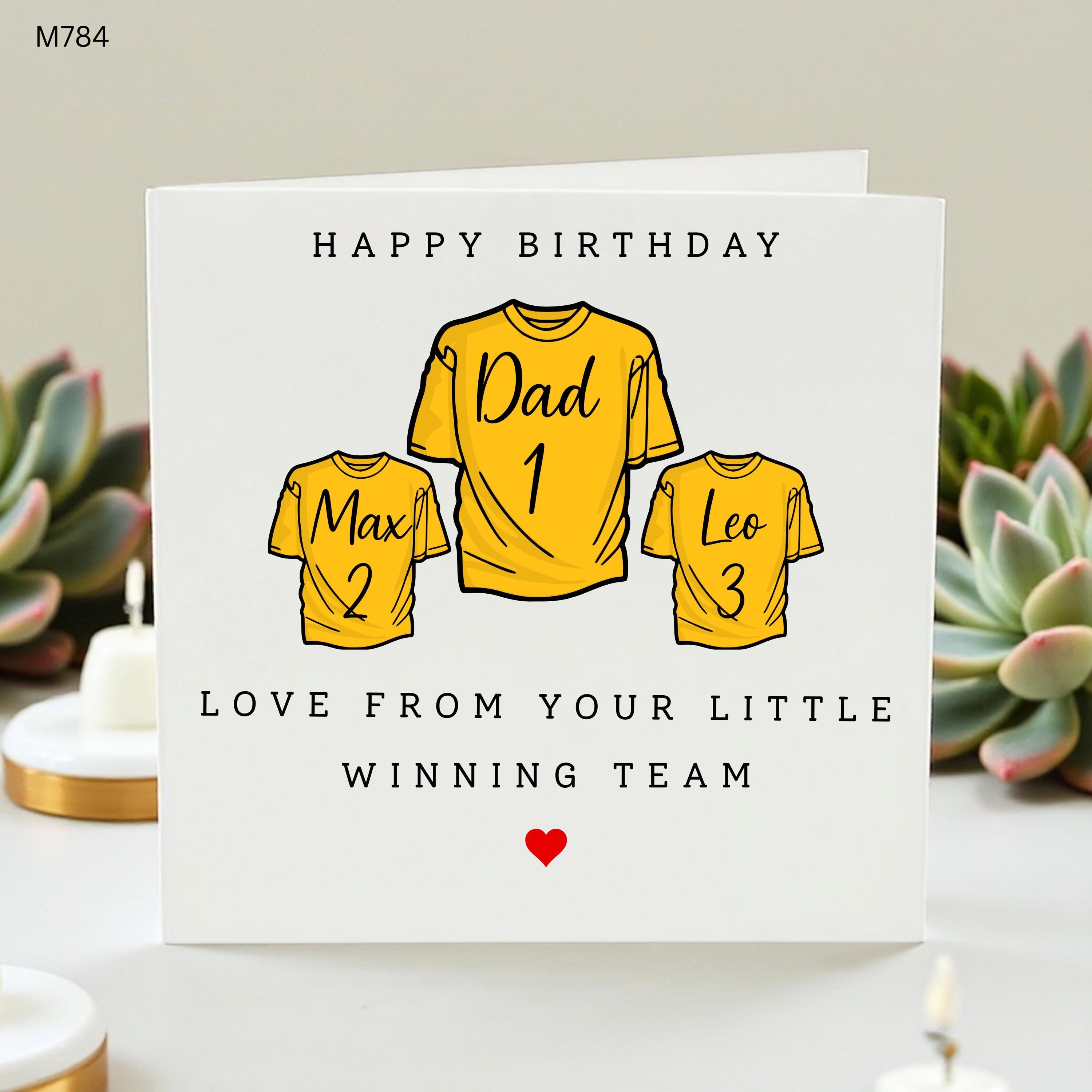 Dad Birthday Card from Kids, Personalised Football Shirt Card, Daddy Winning Team Card, Love from Sons, Custom Dad Birthday Gift