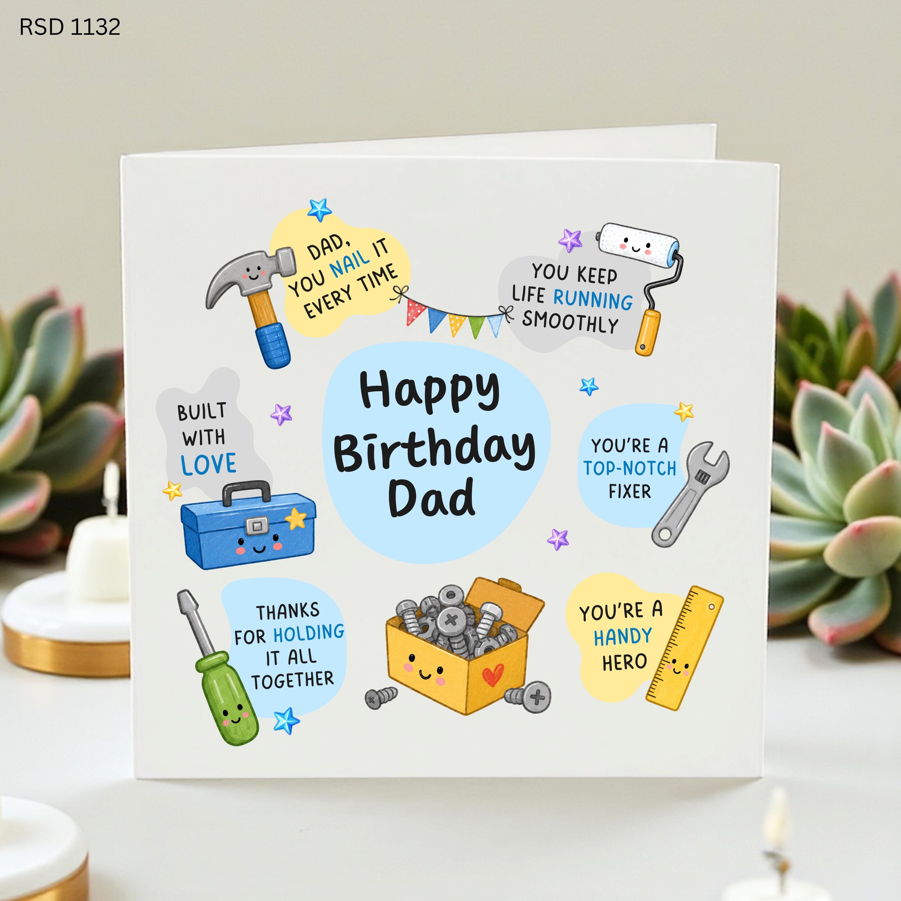 Dad Birthday Card, Handy Dad Card, DIY Tools Birthday Card for Dad, Funny Fixer Dad Card, Personalised Dad Gift From Son Daughter