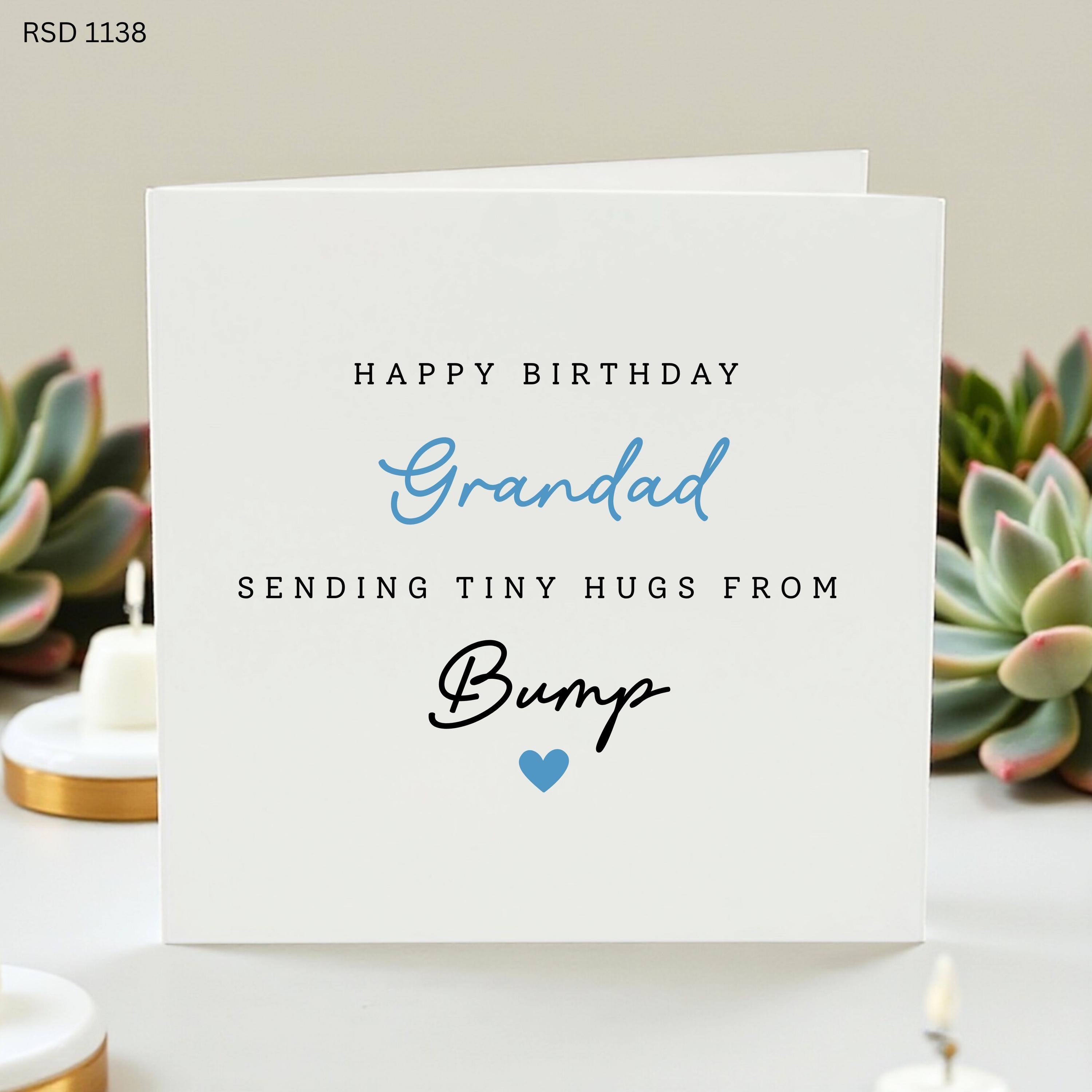 Grandad Birthday Card From Bump, Pregnancy Announcement Card, Sending Tiny Hugs, Personalised Grandad Gift, Baby Bump Card