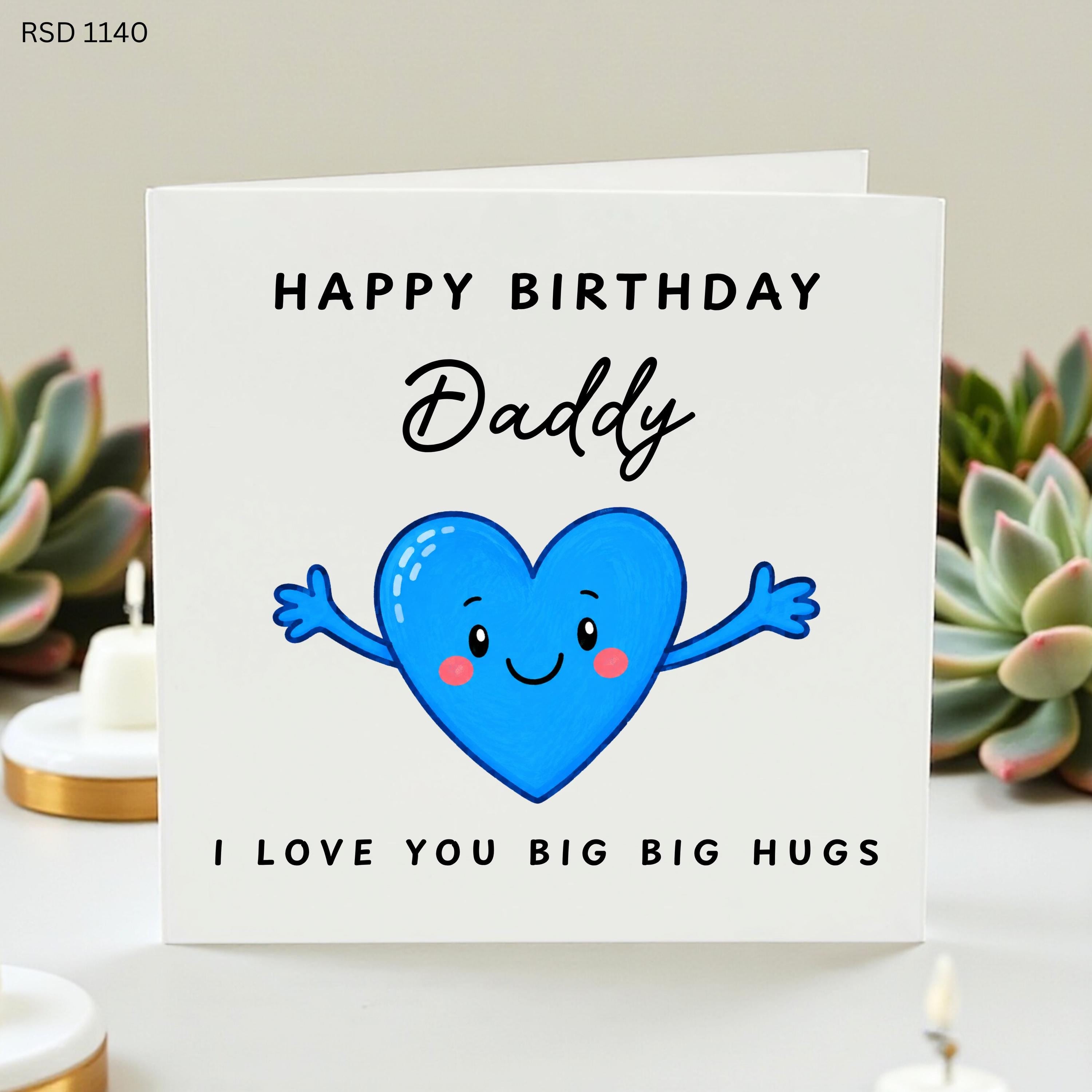 Daddy Birthday Card, Cute Heart Birthday Card, Personalised Dad Card From Kids, Big Hugs Card, I Love You Daddy Gift