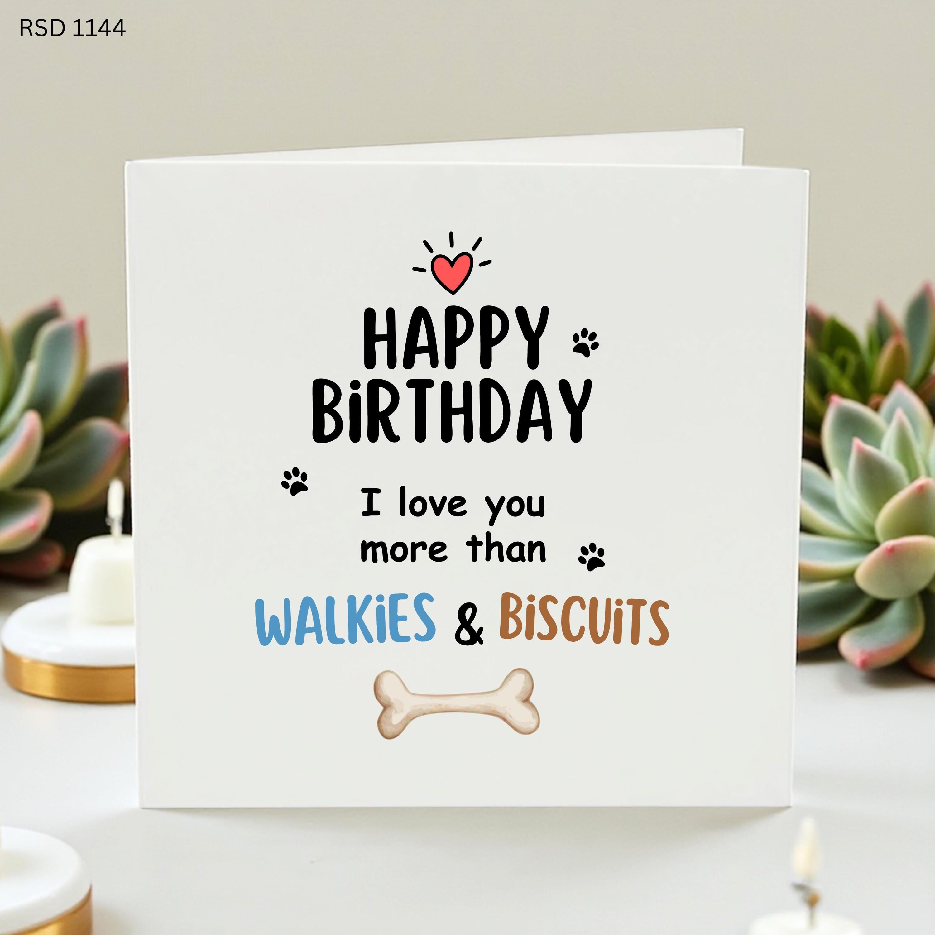 Funny Dog Birthday Card, From The Dog Card, Dog Lover Birthday Card, Walkies and Biscuits Card, Cute Pet Owner Card, Paw Print