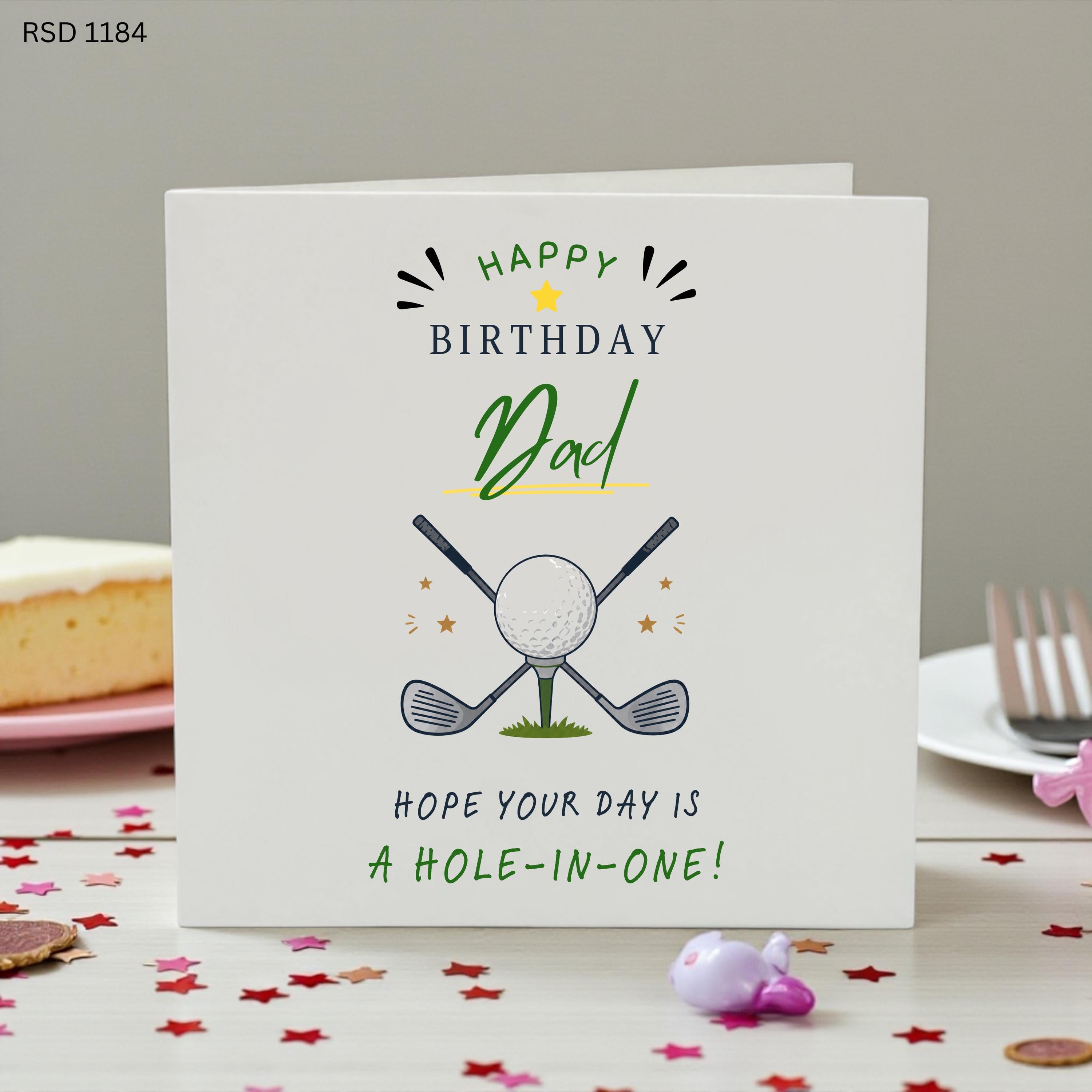 Golf Dad Birthday Card, Happy Birthday Dad Golf Card, Hole In One Birthday Card, Golf Lover Birthday Card for Dad, Funny Golfer Dad Card,