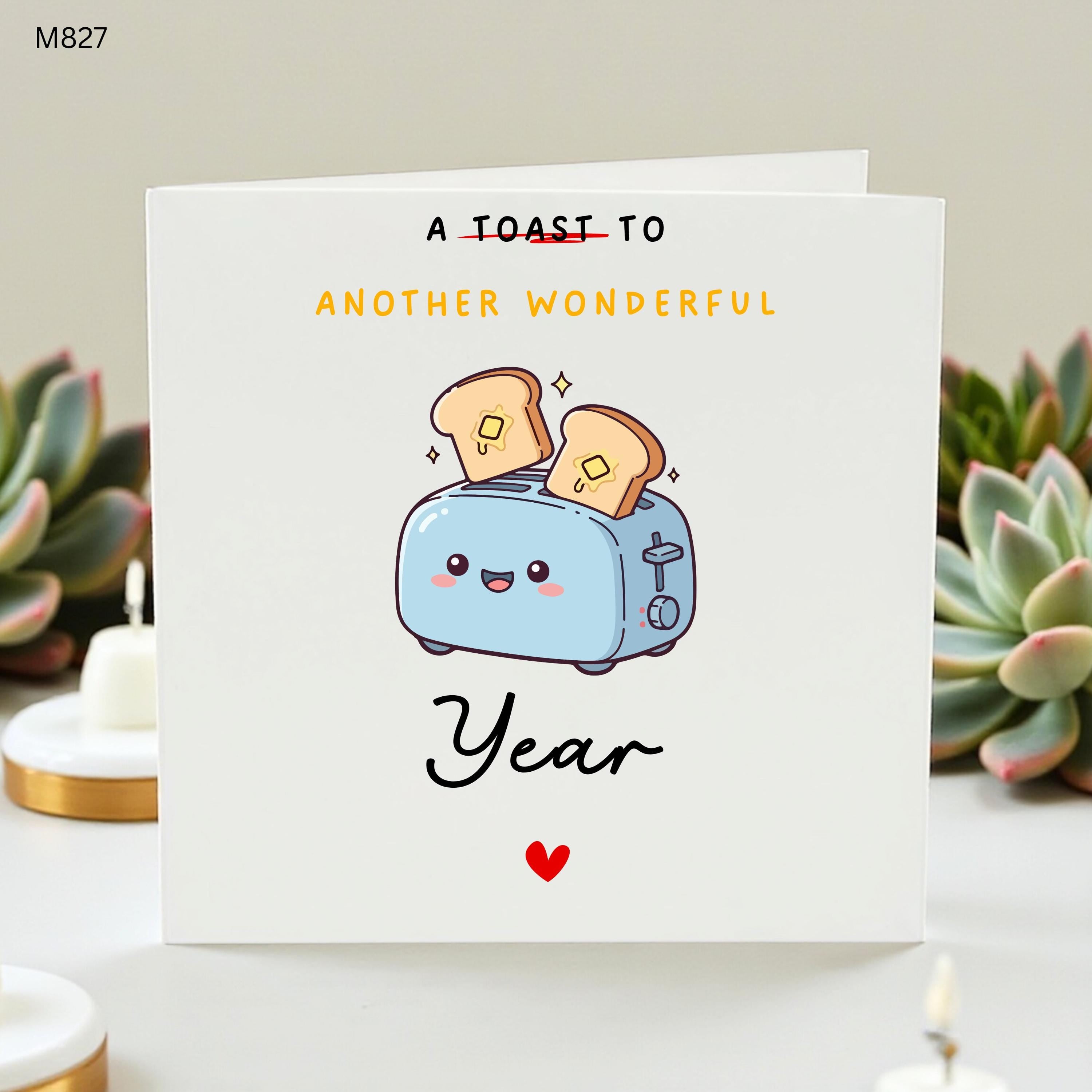 A Toast To Another Wonderful Year Birthday Card, Funny Toaster Pun Card, Cute Food Pun Card, Personalised Birthday Card Gift