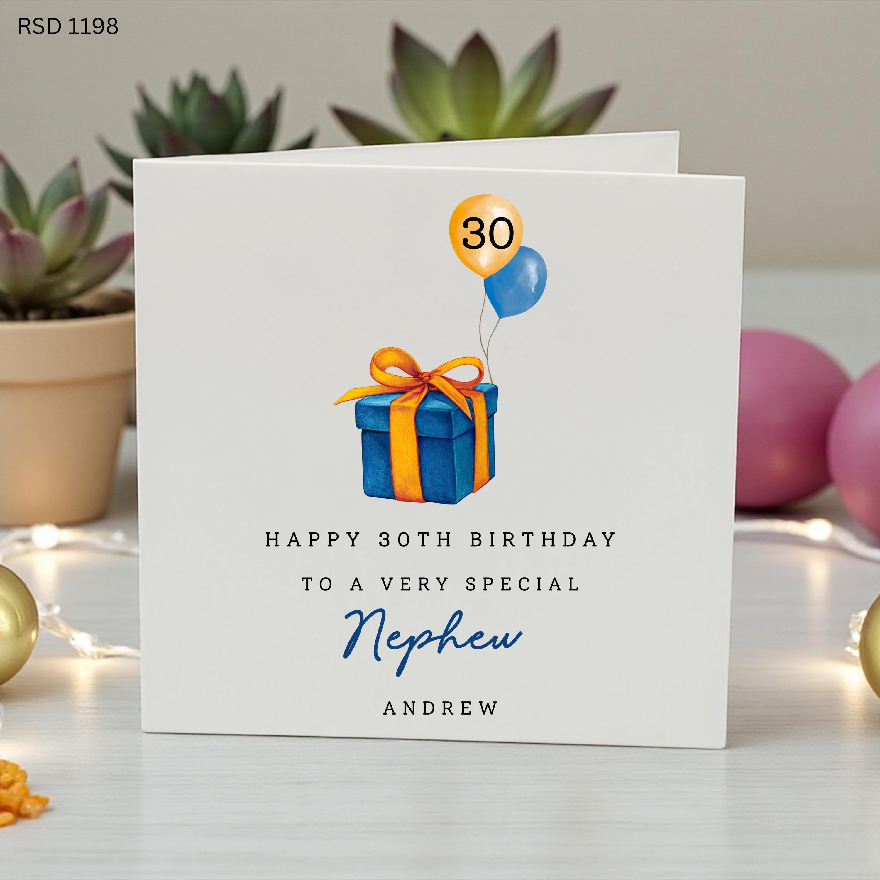 Personalised 30th Birthday Card for Nephew, Happy 30th Birthday Nephew Card, Custom Nephew Birthday Card, 30th Milestone Birthday Card,
