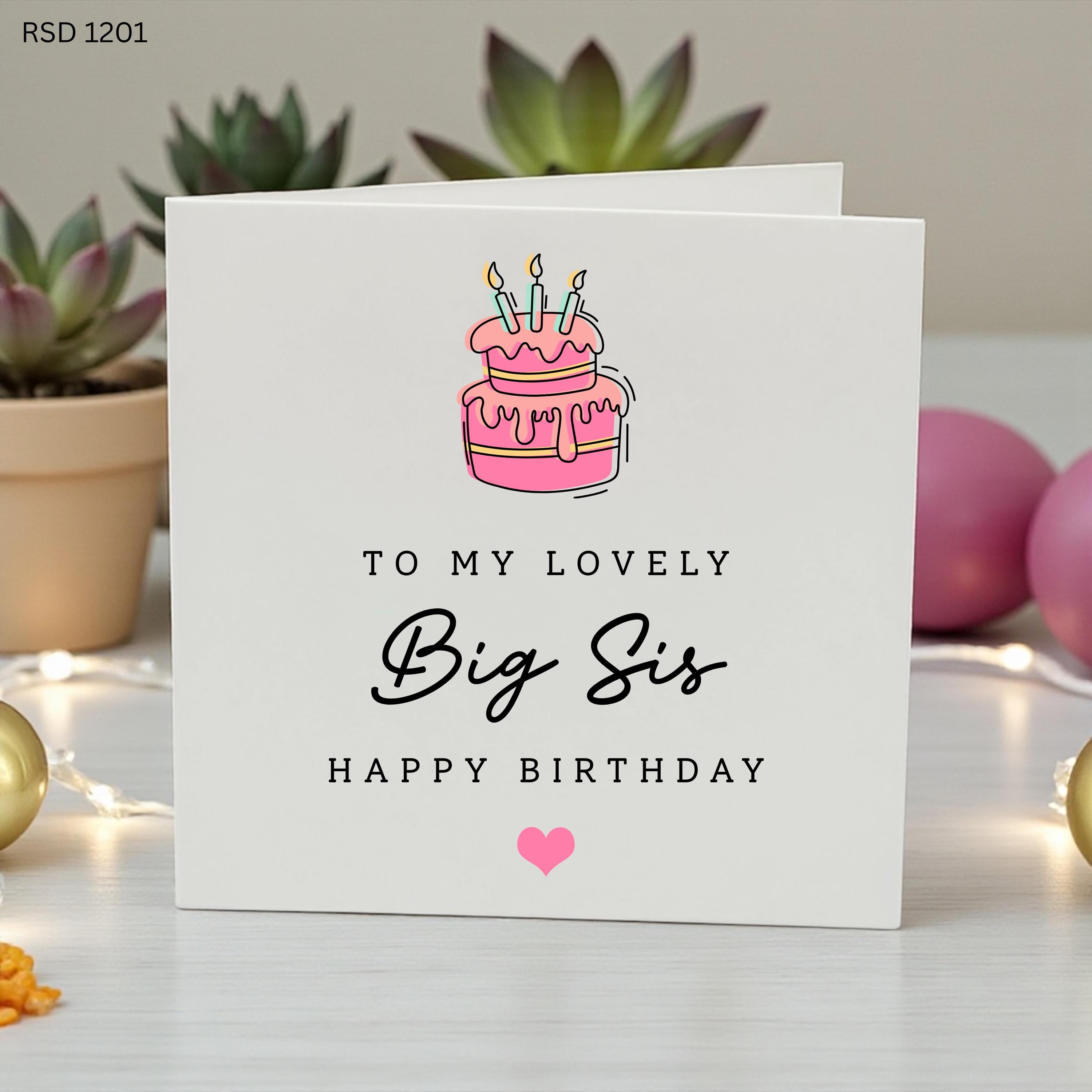 Personalised Big Sister Birthday Card, Happy Birthday Big Sis Card, Lovely Sister Birthday Card, Custom Sister Birthday Card, Birthday Card