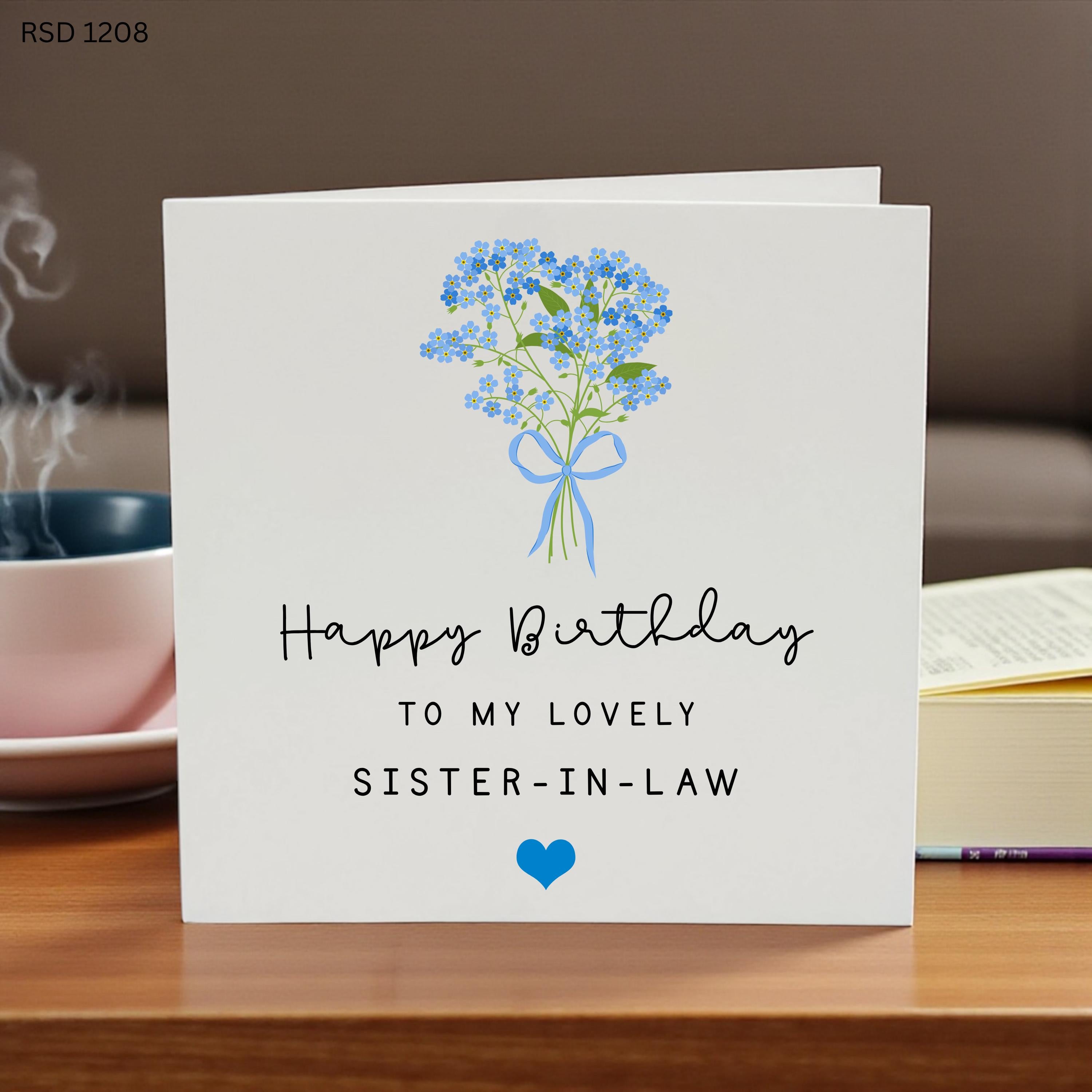 Personalised Sister In Law Birthday Card, Happy Birthday Sister In Law Card, Lovely Sister In Law Birthday Card, Floral Birthday Card