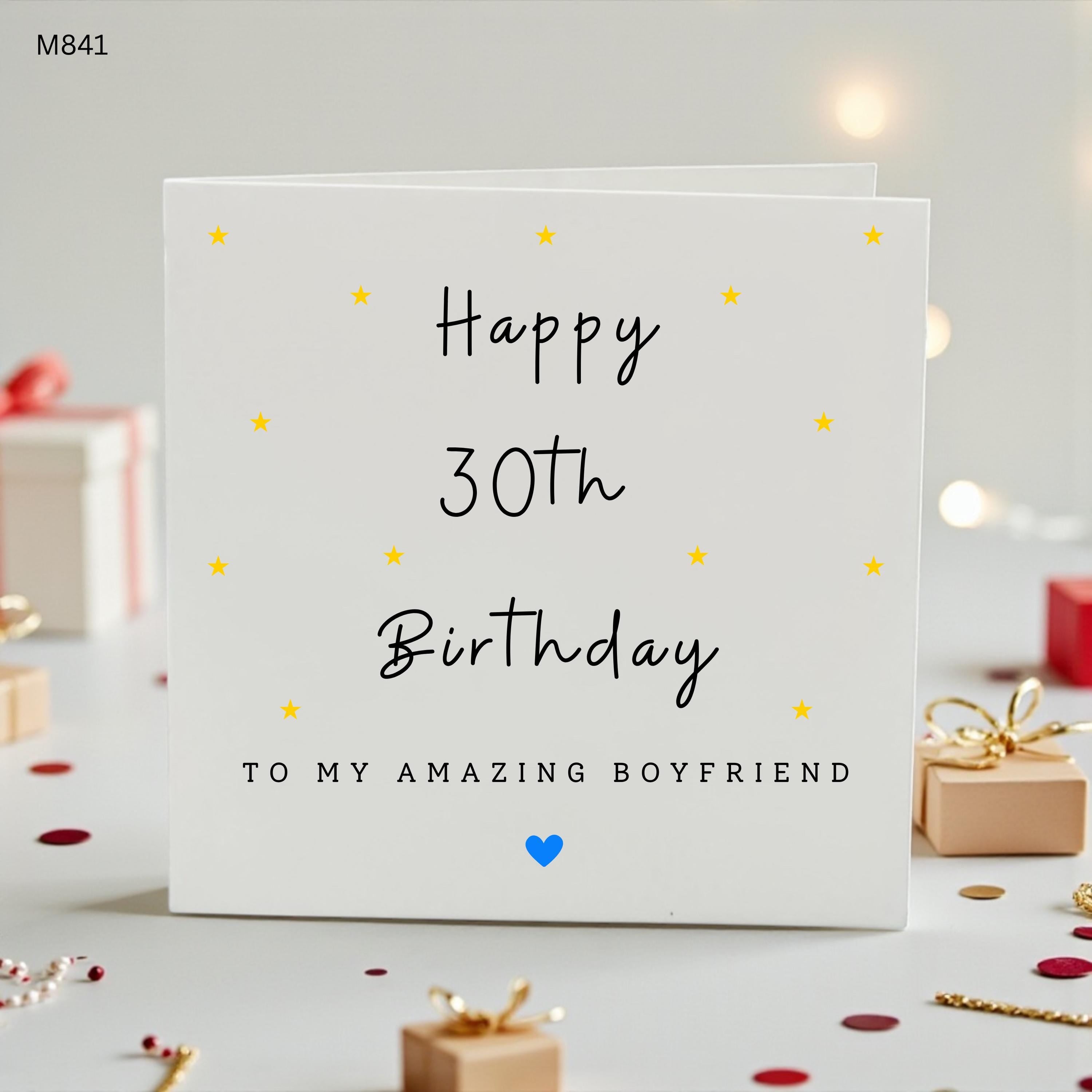 30th Birthday Card for Boyfriend, Happy 30th Birthday Boyfriend Card, Romantic Milestone Birthday Card, Birthday Card for Him