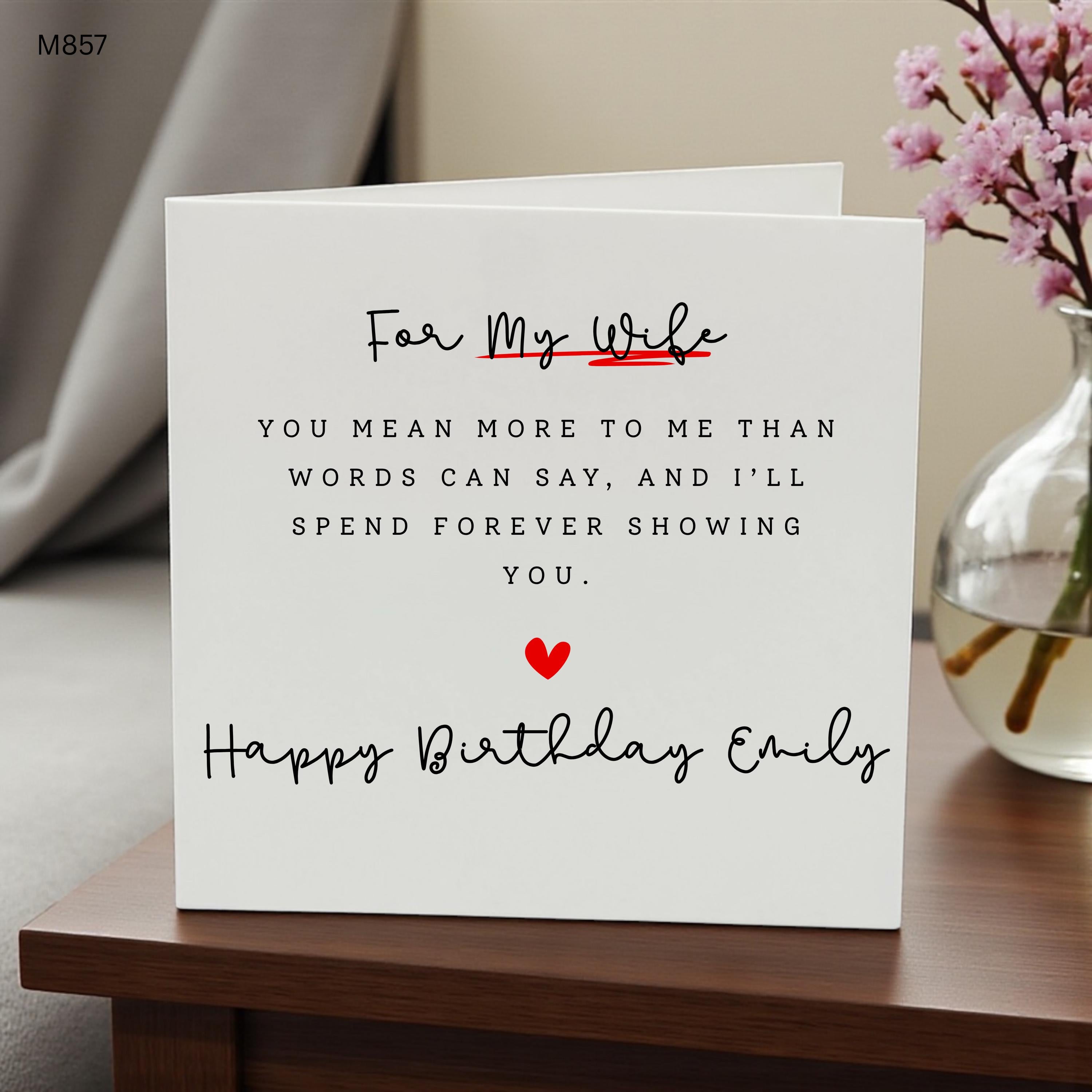Wife Birthday Card, Romantic Birthday Card for Wife, Personalised Wife Birthday Card, Heartfelt Birthday Message for Wife