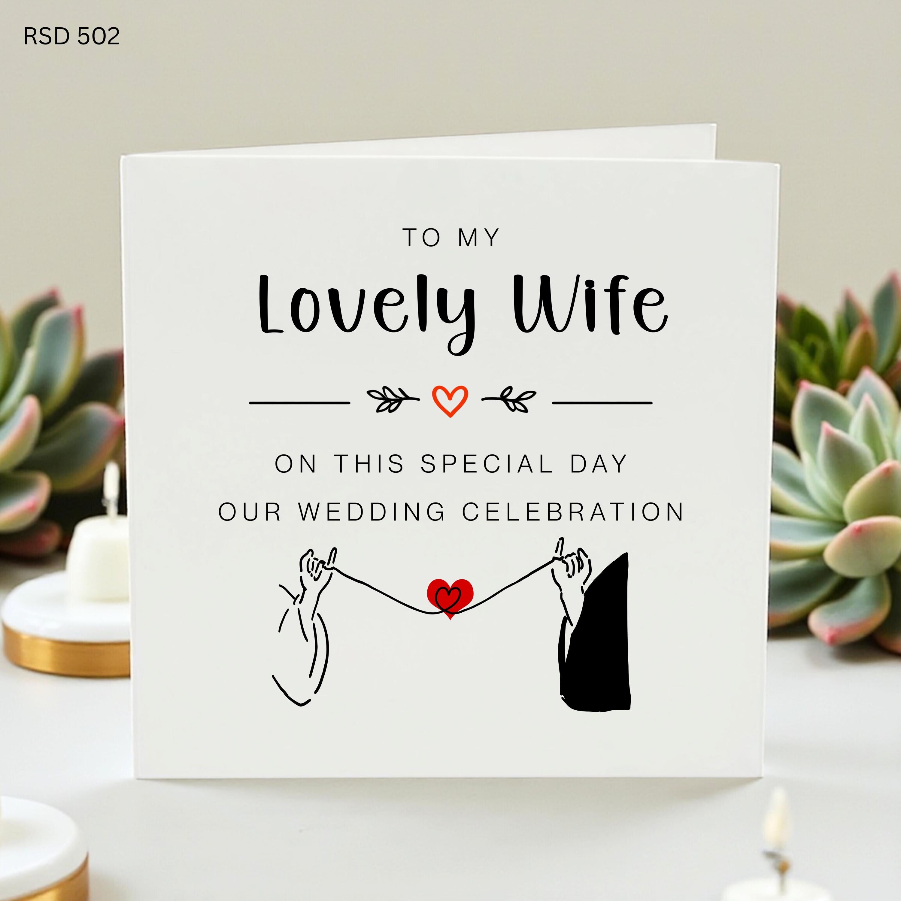 Lovely Wife Wedding Card, Romantic Card For Wife, Wedding Day Celebration Card, Special Day Love Card, Husband To Wife Card
