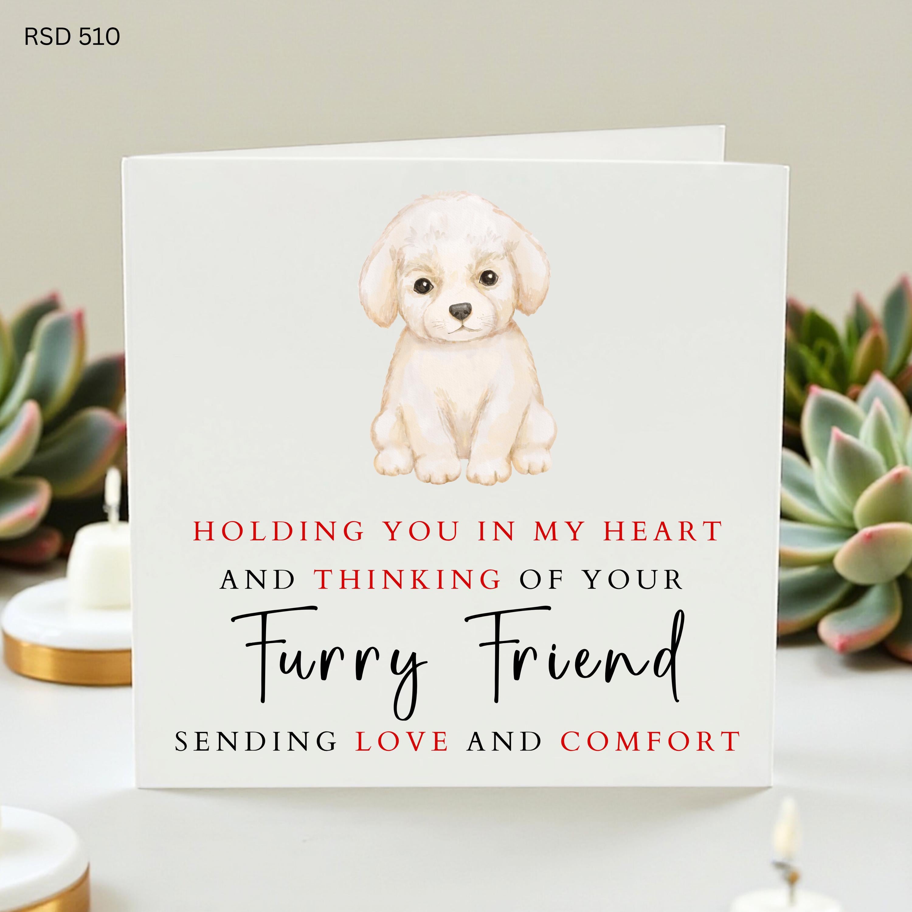 Pet Sympathy Card Dog Loss, Furry Friend Memorial Card, Thinking of You Pet Bereavement Card, Sending Love Comfort Card