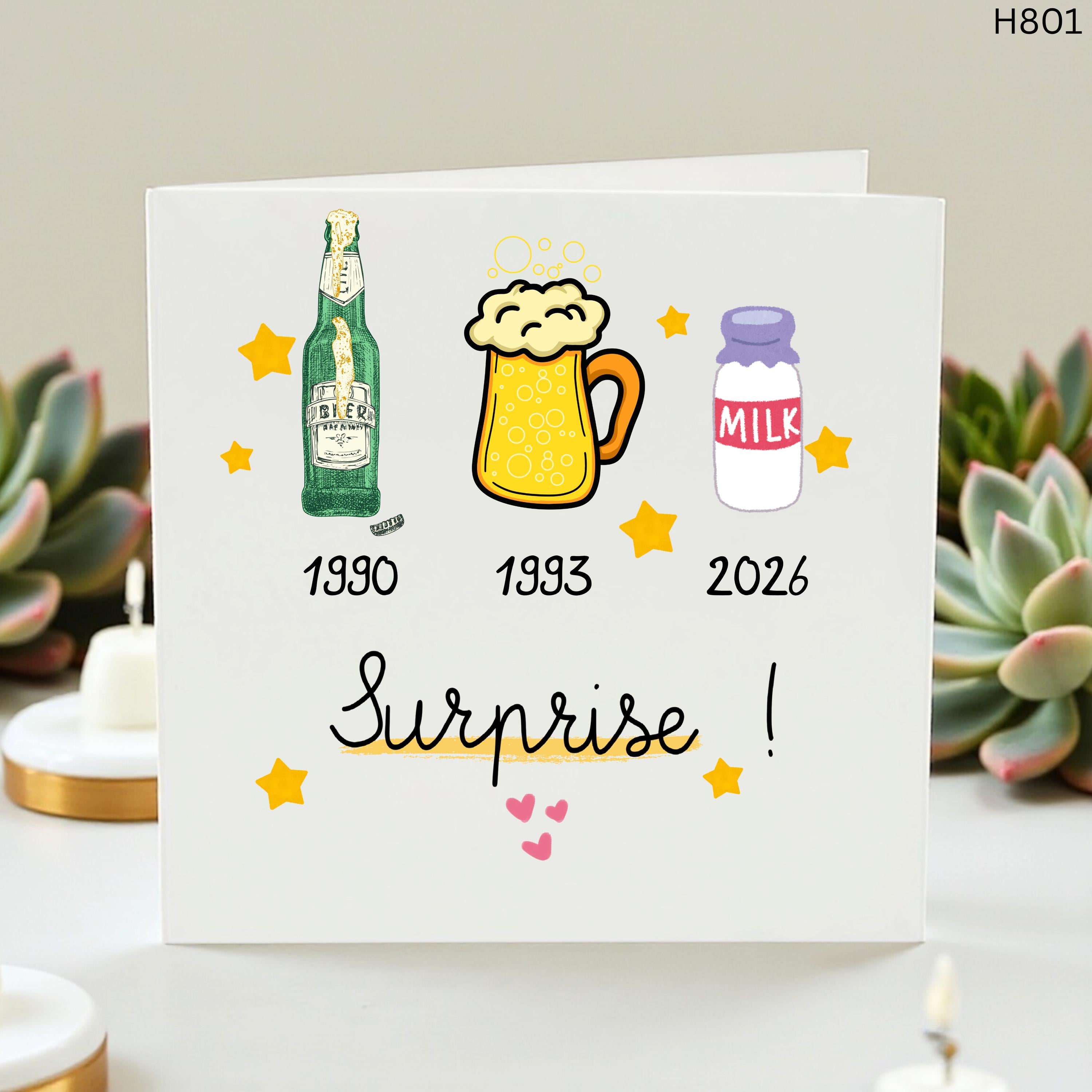 Pregnancy Announcement Card, Beer To Milk Surprise Baby Reveal Card, Due 2026 New Baby Card, Personalised Parents To Be Gift