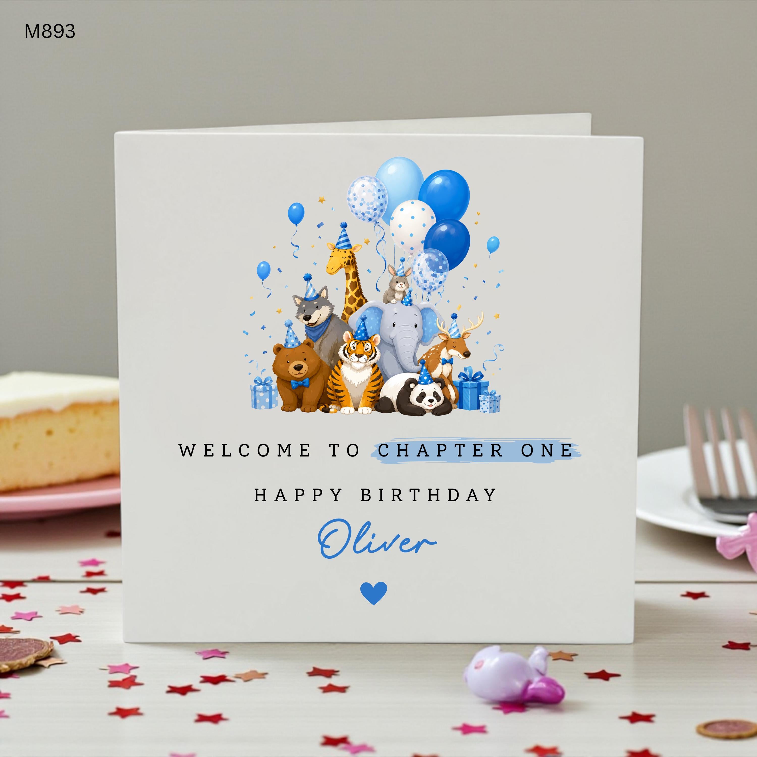 Personalised 1st Birthday Card for Boy, Welcome To Chapter One Birthday Card, Animal Birthday Card, First Birthday Card, Custom Name Card