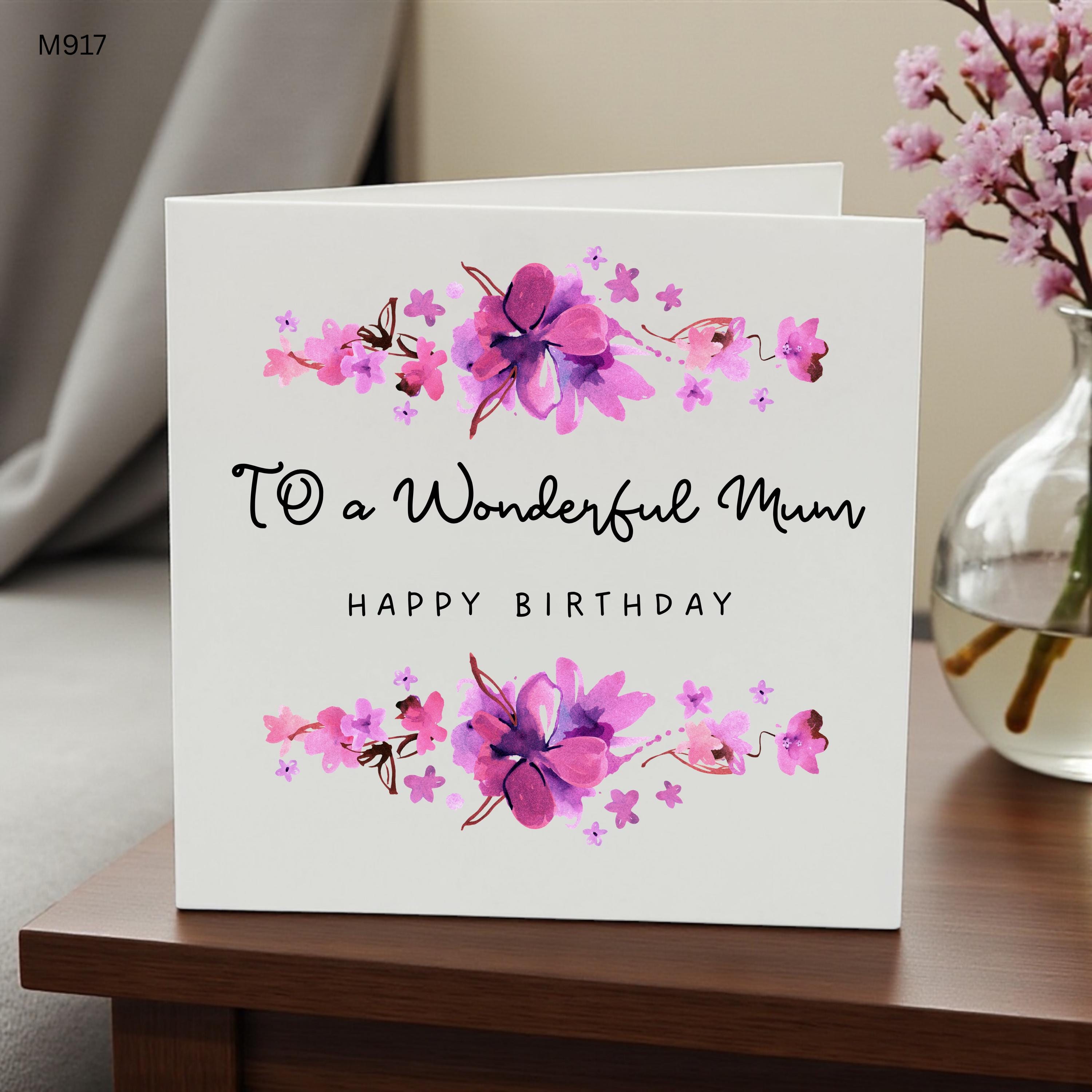Mum Birthday Card, Happy Birthday Mum Card, Floral Birthday Card for Mother, Beautiful Mum Greeting Card, Birthday Card from Daughter