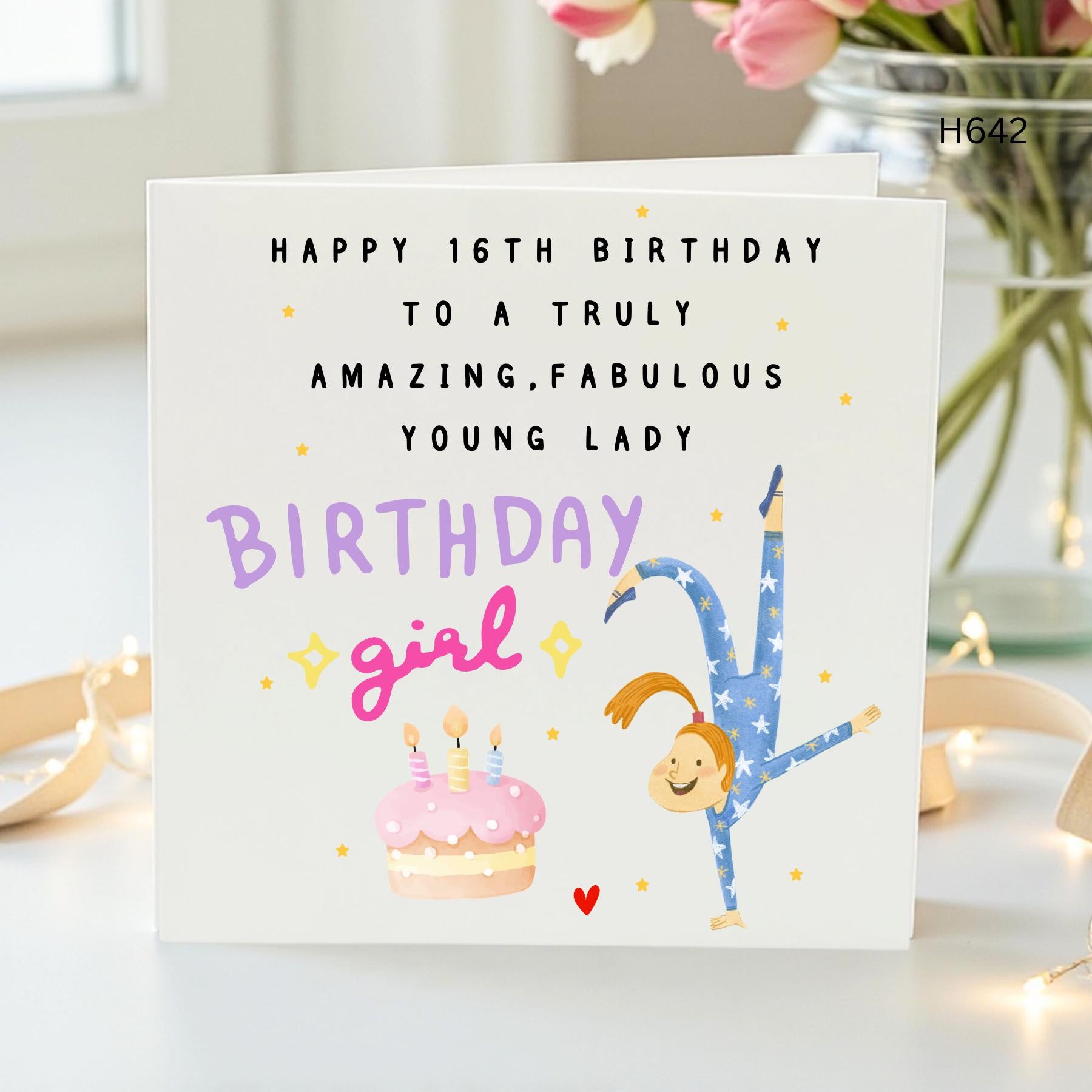 16th Birthday Card for Girl, Sweet Sixteen Card, Fabulous Young Lady Birthday, Daughter Birthday Card, Granddaughter Birthday Personalized