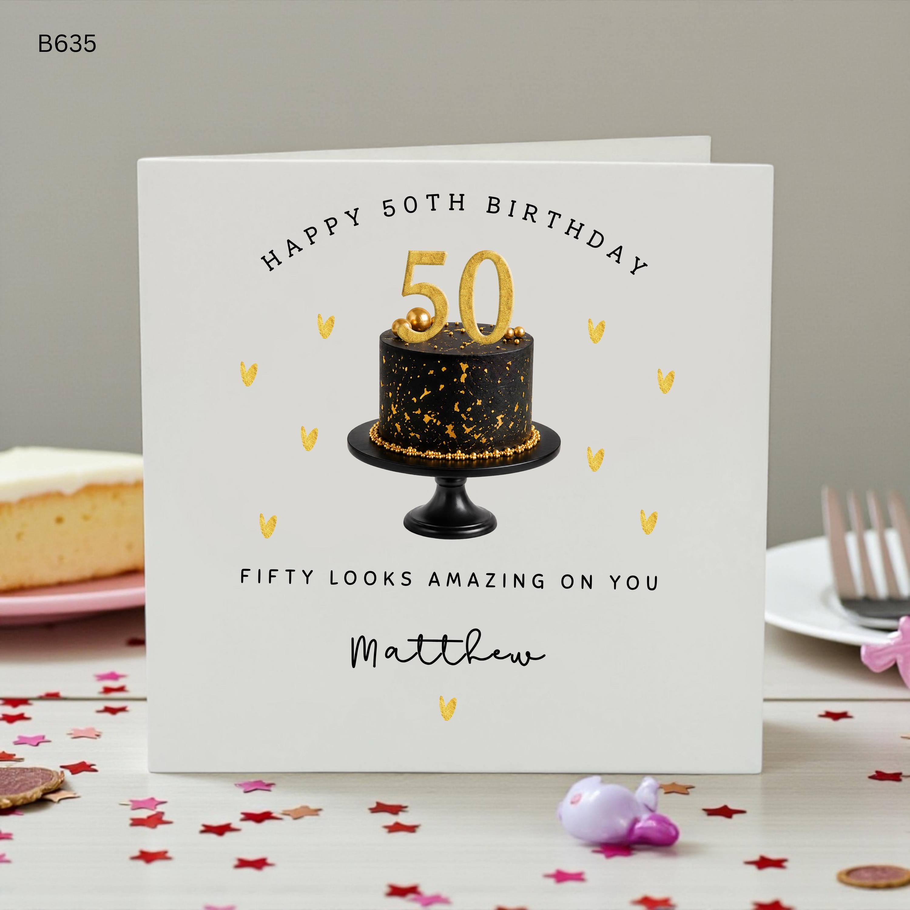 Personalised 50th Birthday Card, Happy 50th Birthday Card for Him or Her, Custom Name 50th Birthday Card, Milestone Birthday Keepsake Gift