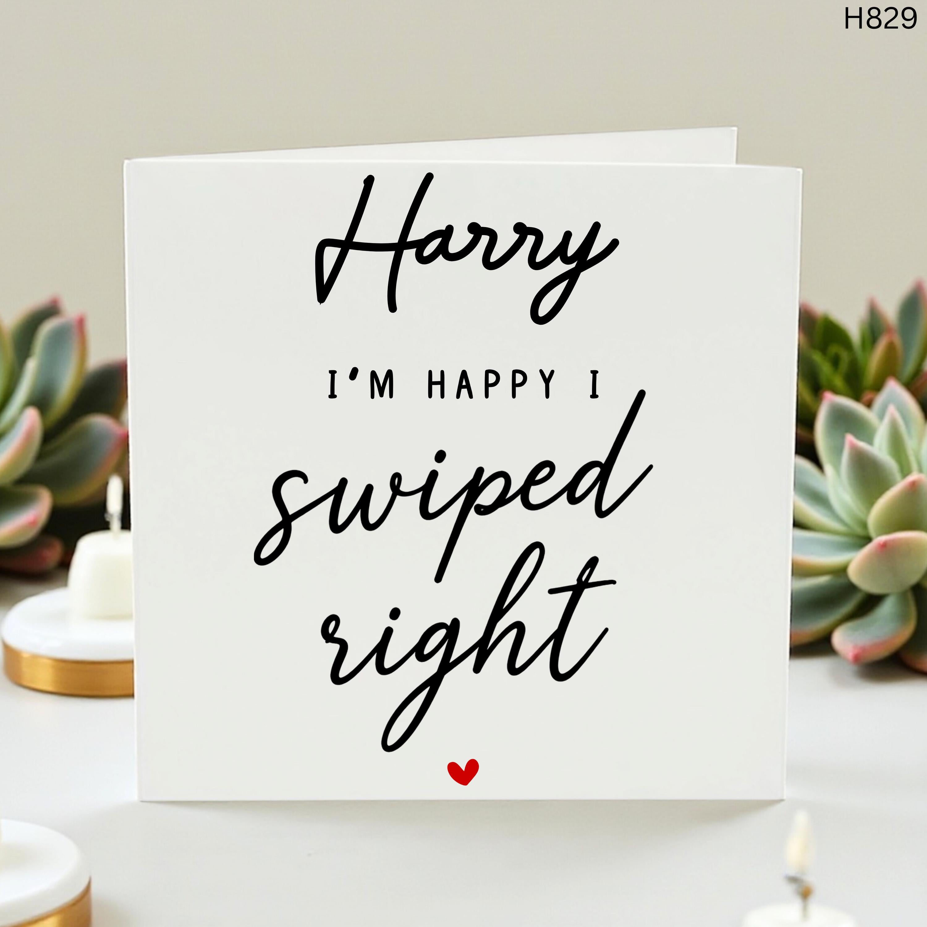 Personalised Swiped Right Card For Him, Funny Dating App Love Card, Boyfriend Card, Husband Anniversary Card, Custom Name Card
