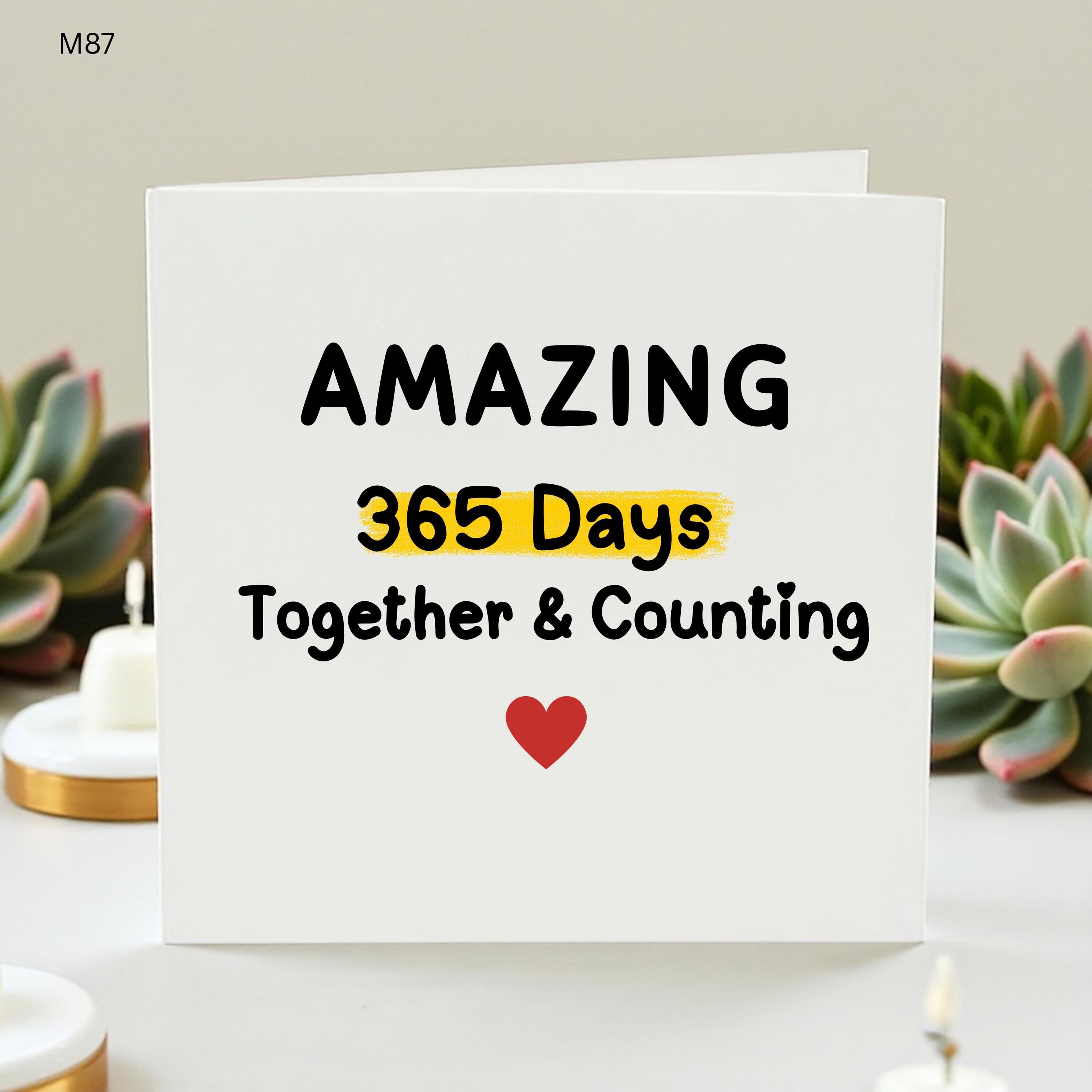 Amazing 365 Days Together Card, 1st Anniversary Card, One Year Together Love Card For Boyfriend Girlfriend Husband Wife