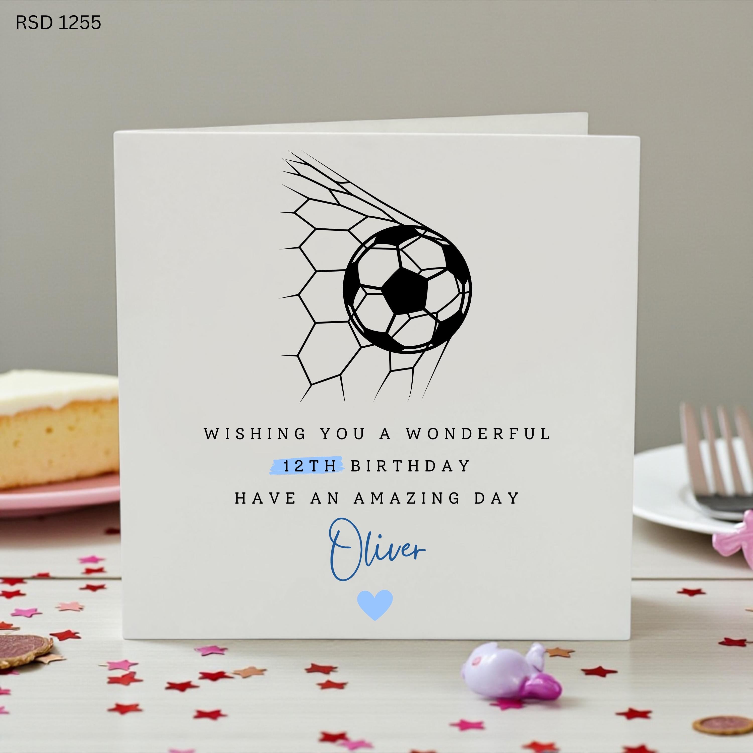Personalised Football 12th Birthday Card for Boy, Custom Soccer Birthday Card, Football Fan Birthday Card, Son Grandson Nephew