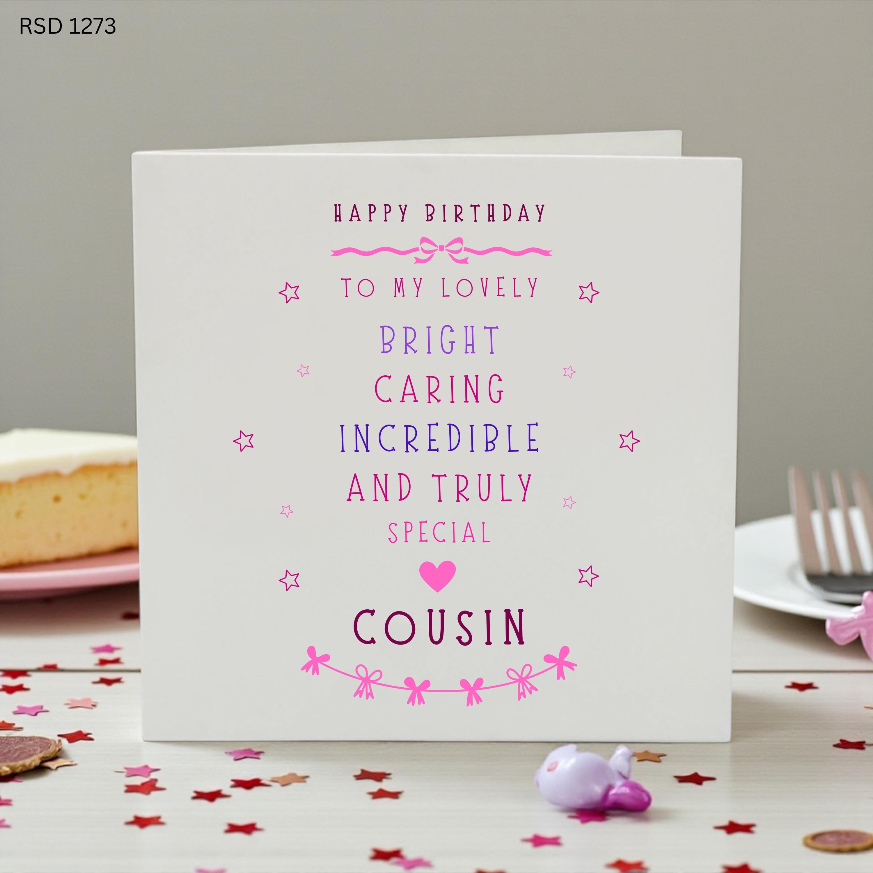 Happy Birthday Cousin Card, Cousin Birthday Card, Special Cousin Greeting Card, Female Cousin Birthday Gift, Lovely Cousin Card,