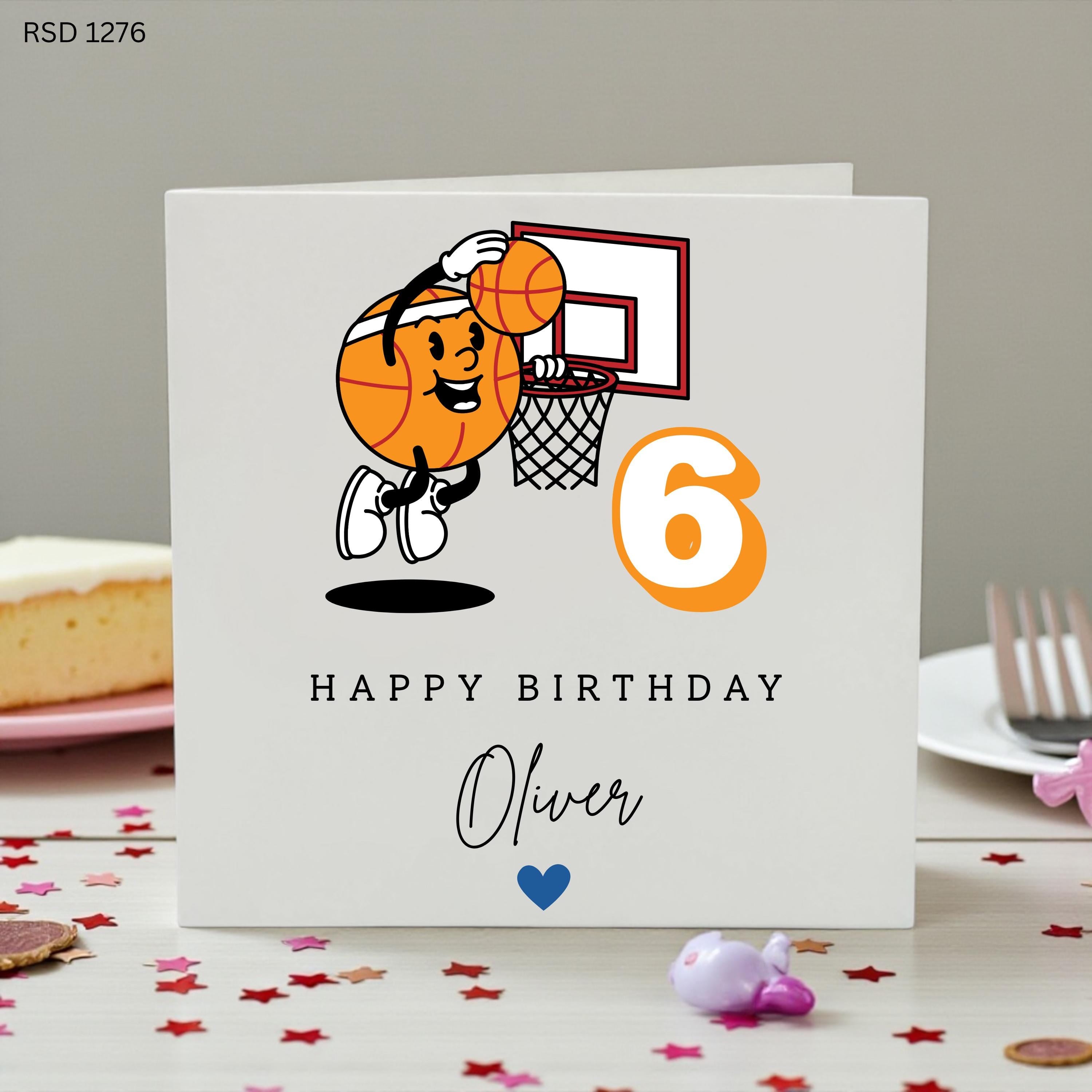 Personalised Basketball 6th Birthday Card for Boy, Custom Age 6 Basketball Birthday Card, Basketball Fan Card, Son Grandson Nephew