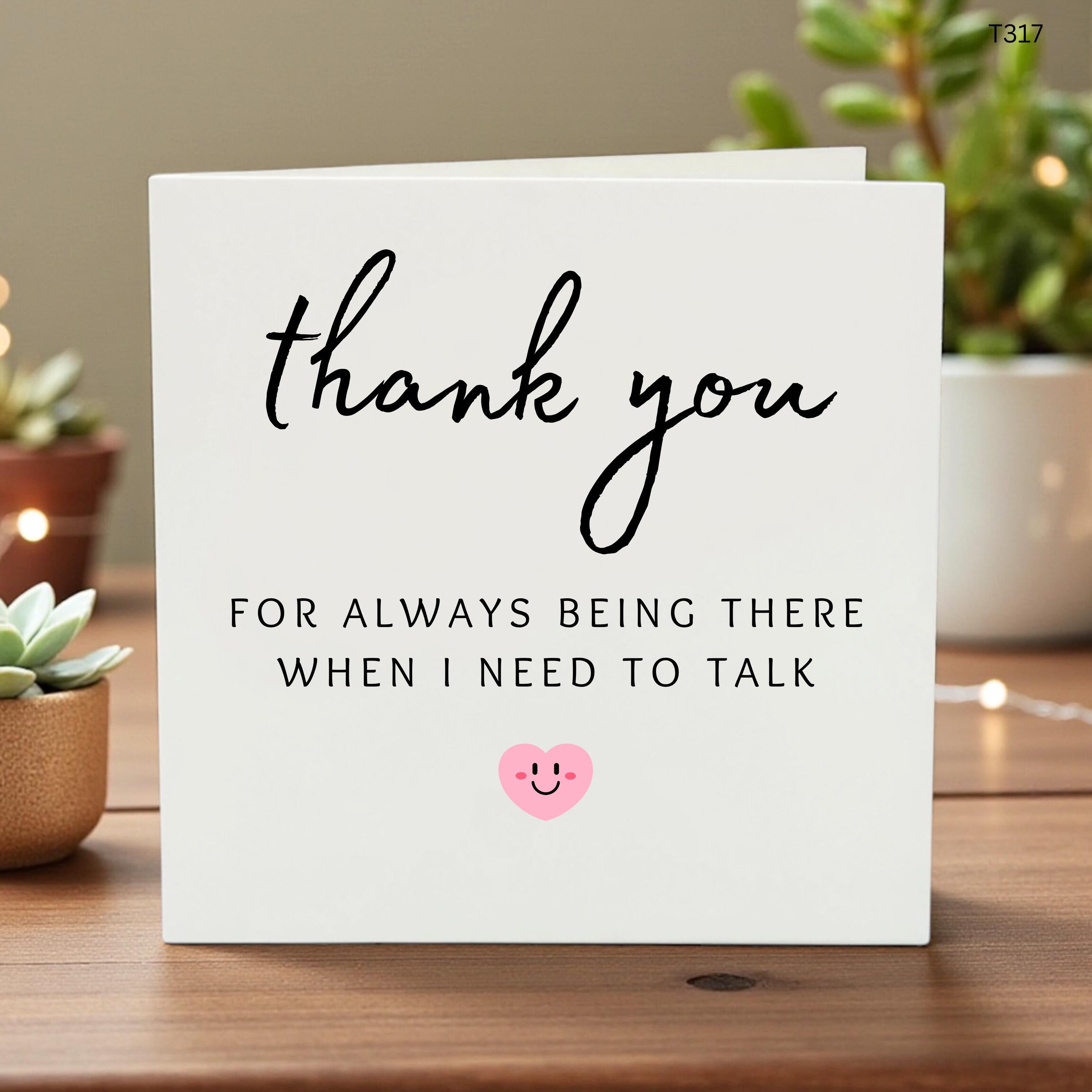 Thank You Card for Friend, Always Being There Card, Support Appreciation Card, Friendship Thank You Card, Thinking of You Card for Her