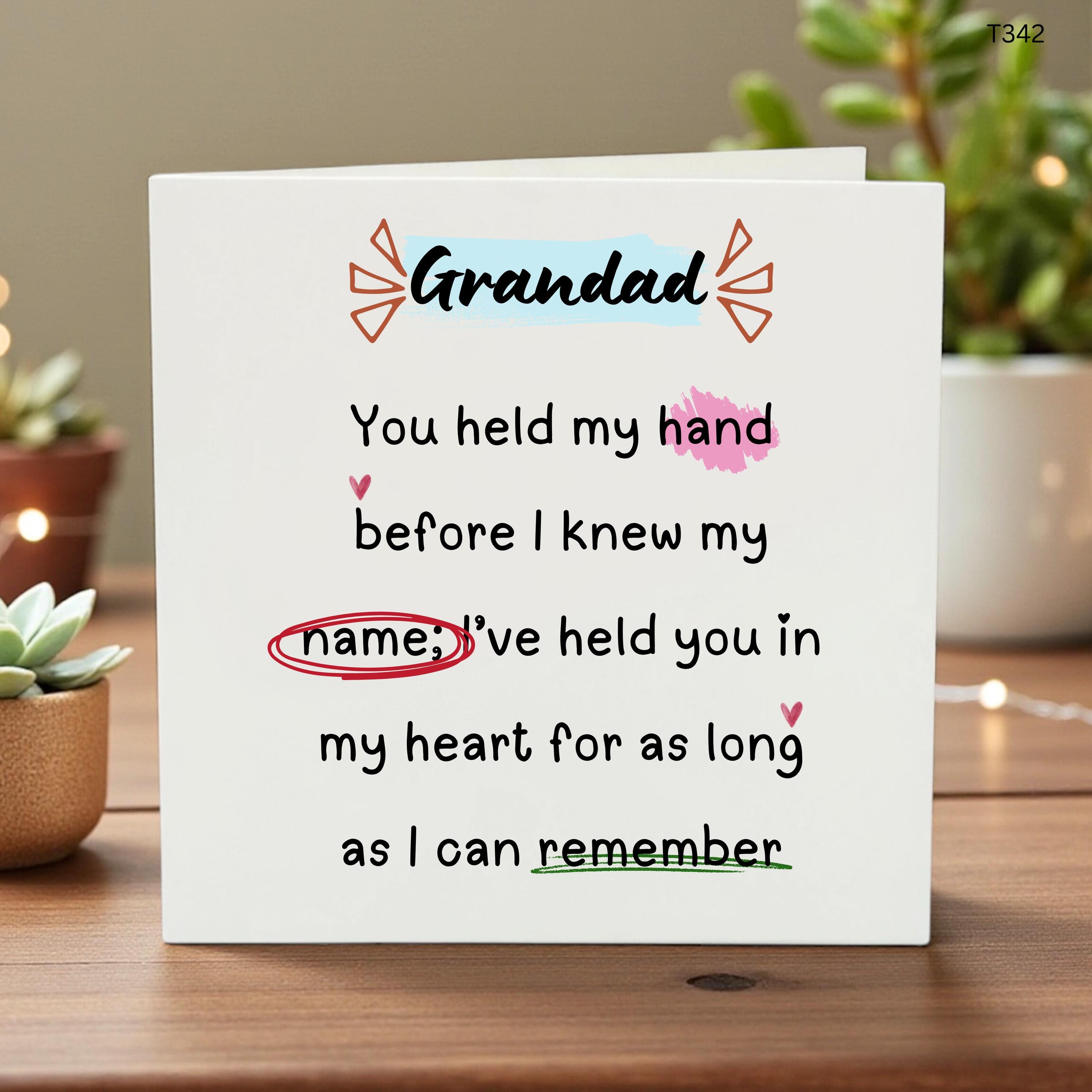 New Grandad Card From Grandchild, Personalised Grandad Birthday Card, You Held My Hand, Sentimental Keepsake Gift For Grandpa