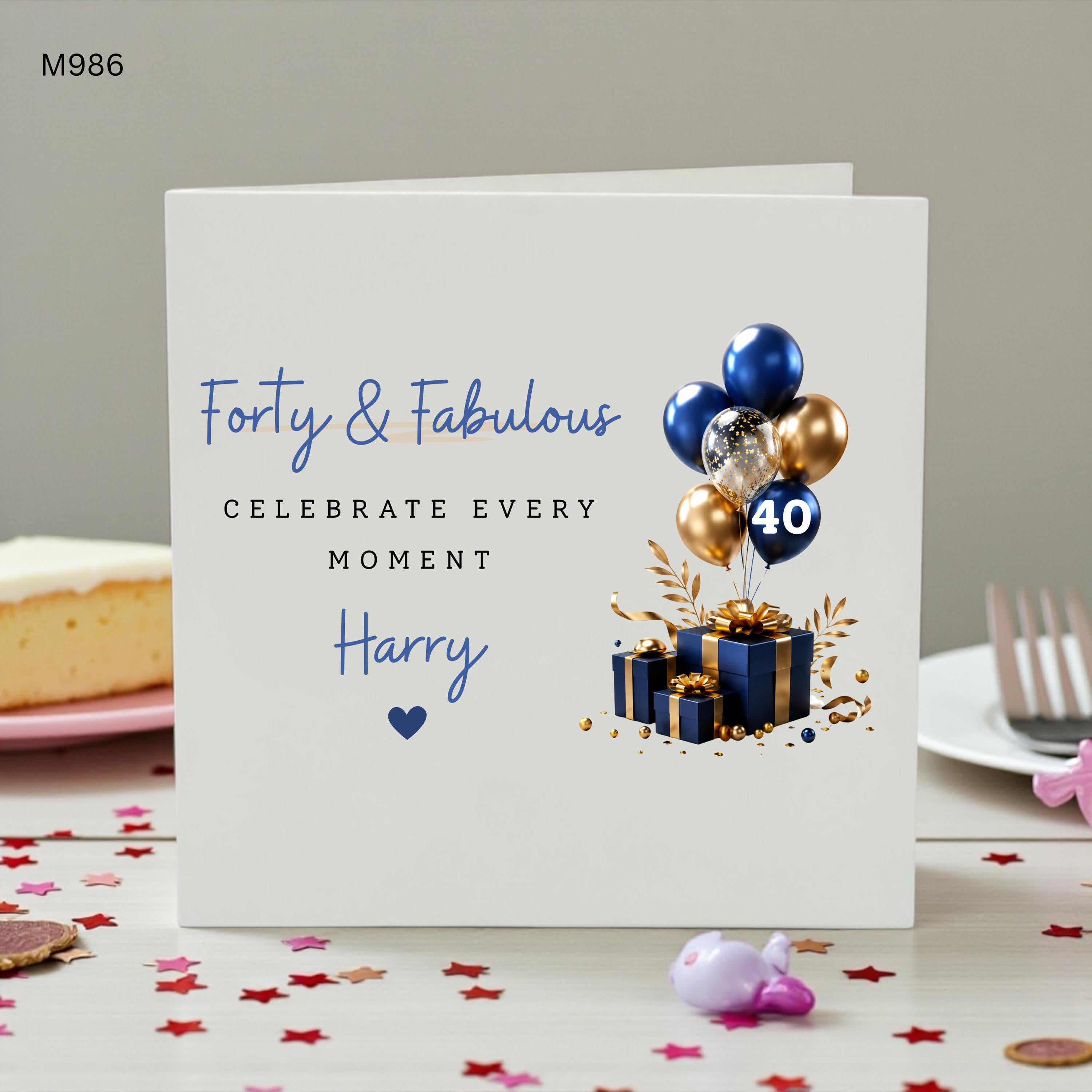 Personalised 40th Birthday Card For Him, Custom Name Forty & Fabulous Card, Happy 40th Birthday Husband Dad Brother Friend Keepsake