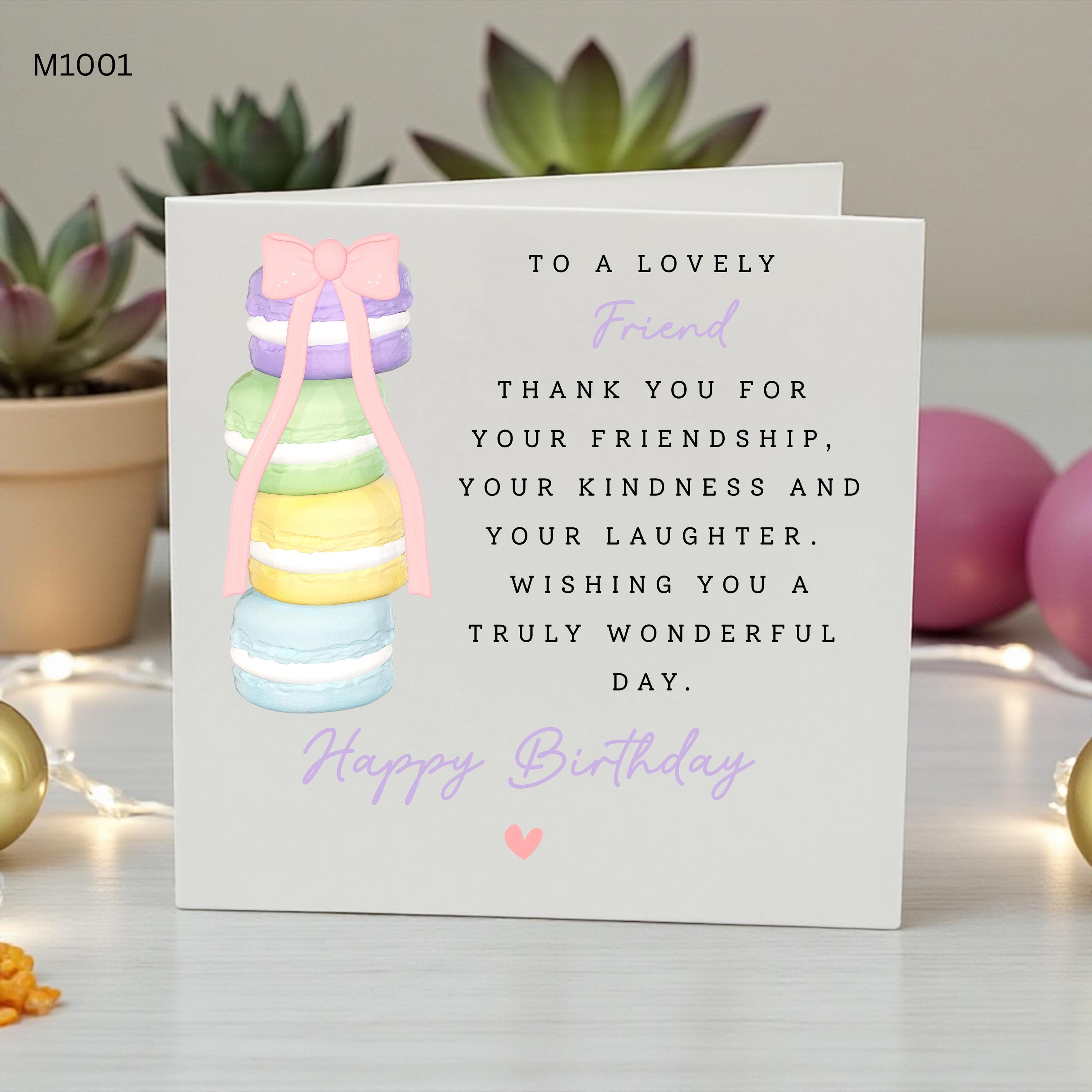 Birthday Card for Friend, Happy Birthday Best Friend Card, Female Friend Birthday Card, Thank You for Your Friendship Card, Bestie Card