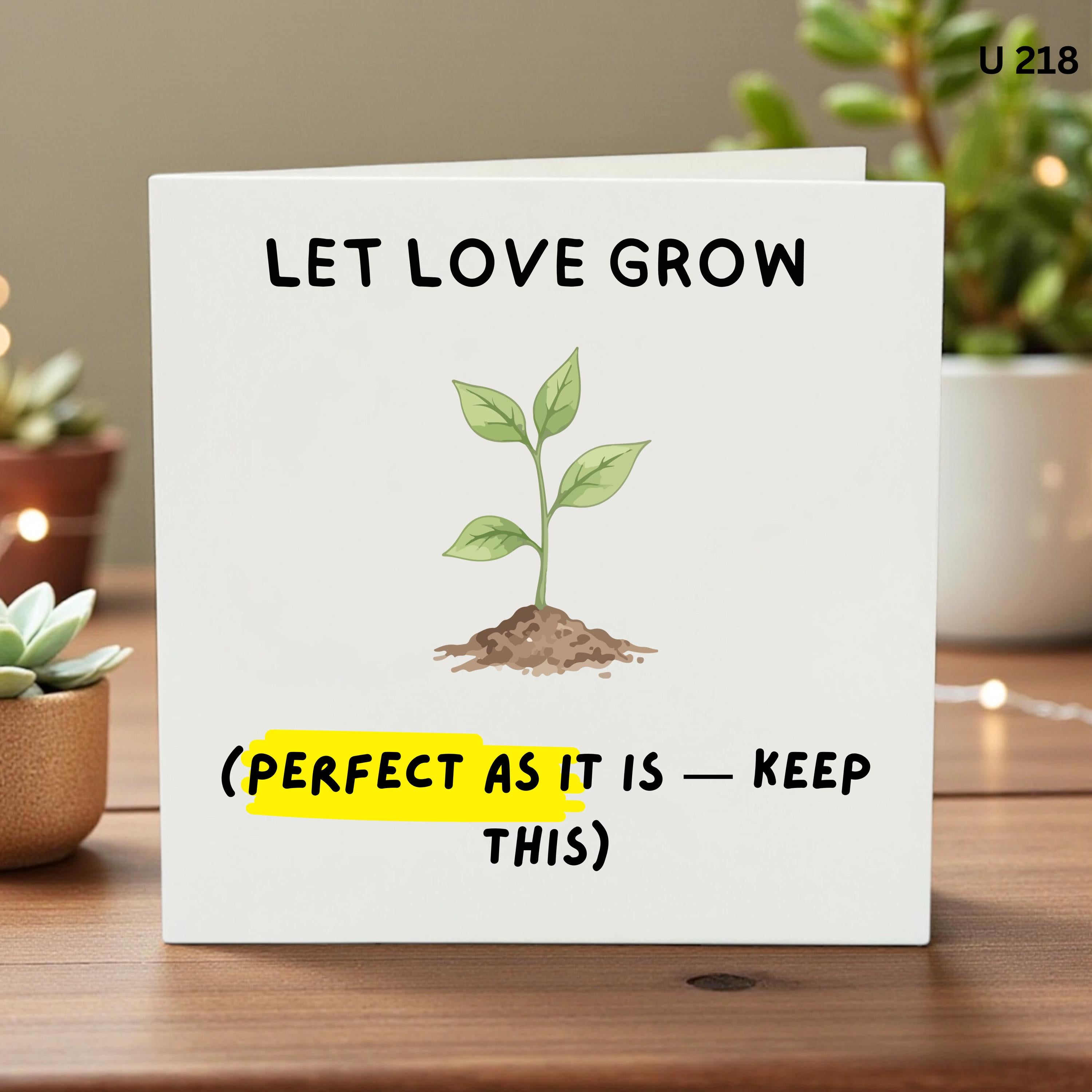 Let Love Grow Card, Cute Plant Love Card, Funny Anniversary Card, Card for Partner, Romantic Garden Lover Card