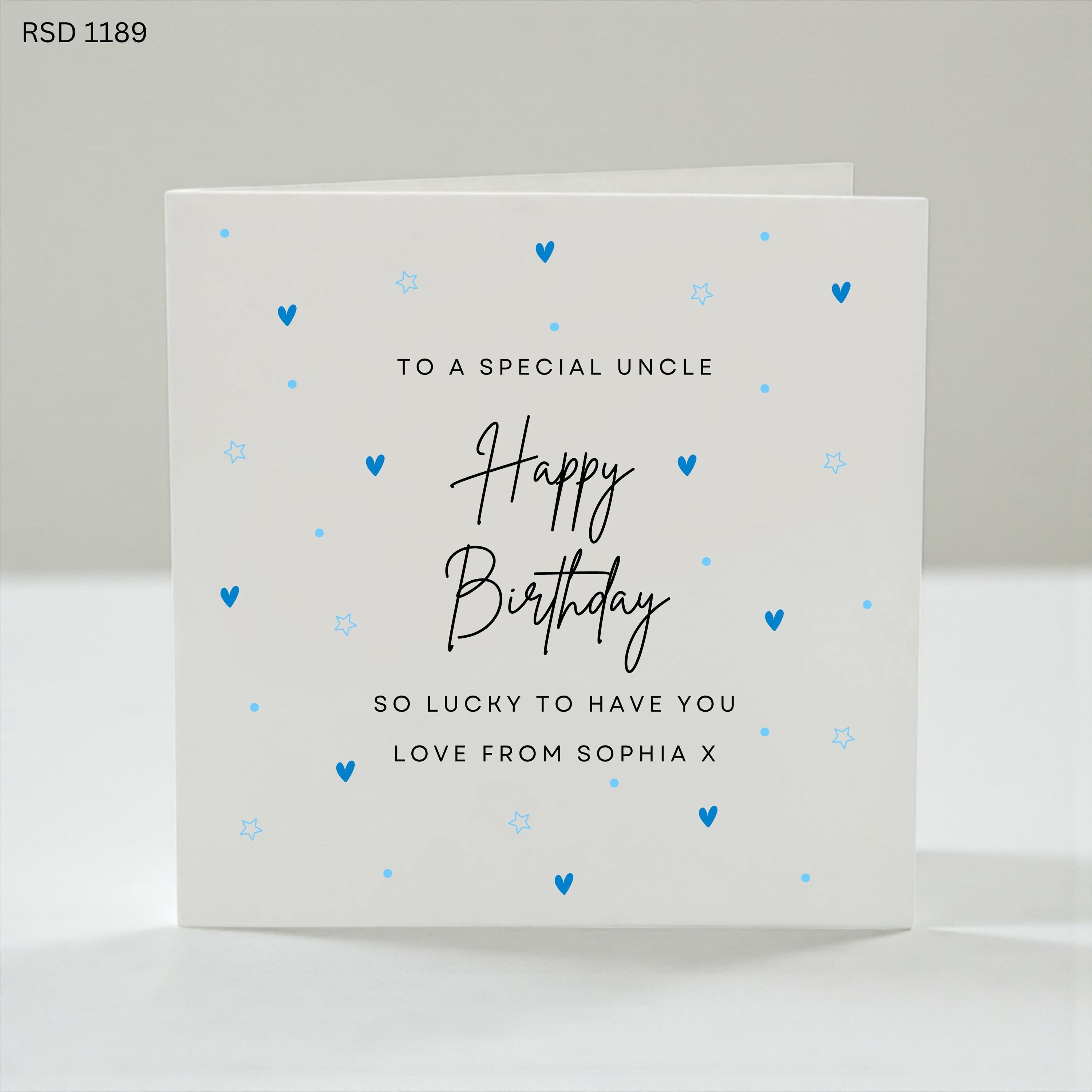 Personalised Uncle Birthday Card, Special Uncle Birthday Card, Custom Uncle Card From Niece, Happy Birthday Uncle Card, Personalised Family