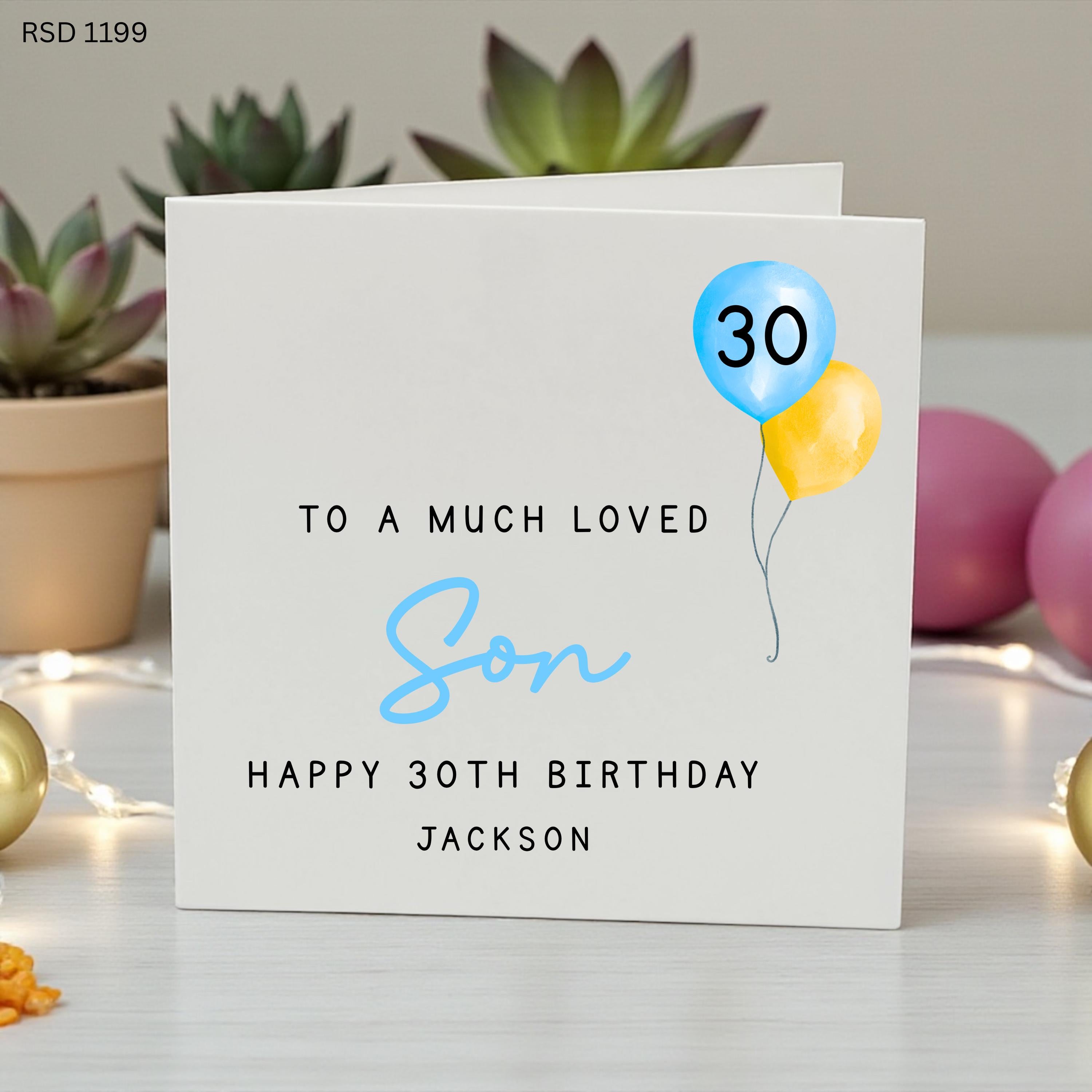 Personalised 30th Birthday Card for Son, Happy 30th Birthday Son Card, Custom Son Birthday Card, 30th Milestone Birthday Card, Much Loved
