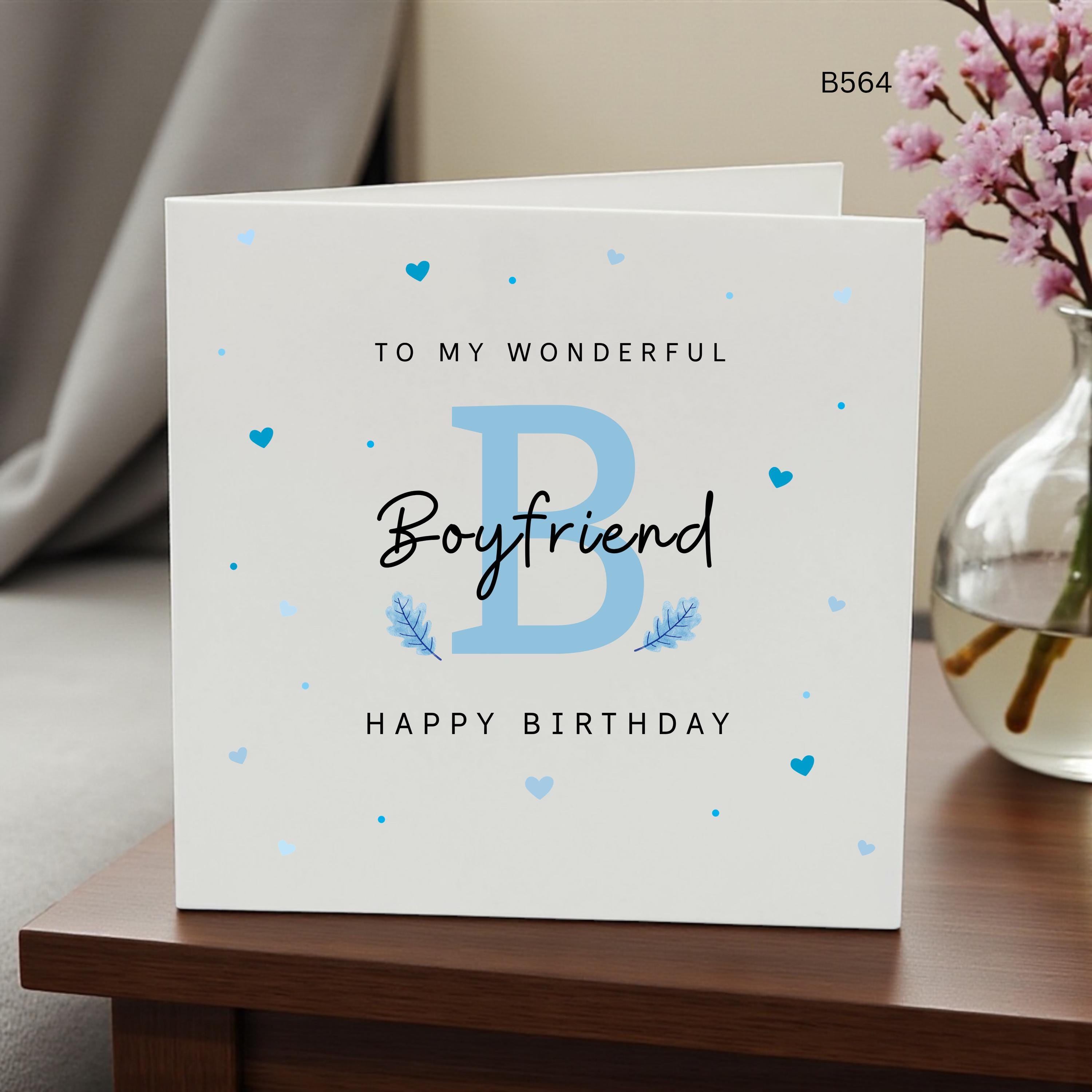 Boyfriend Birthday Card, Personalised Boyfriend Birthday Card, Happy Birthday Boyfriend Gift, Romantic Birthday Card for Him, Custom Name