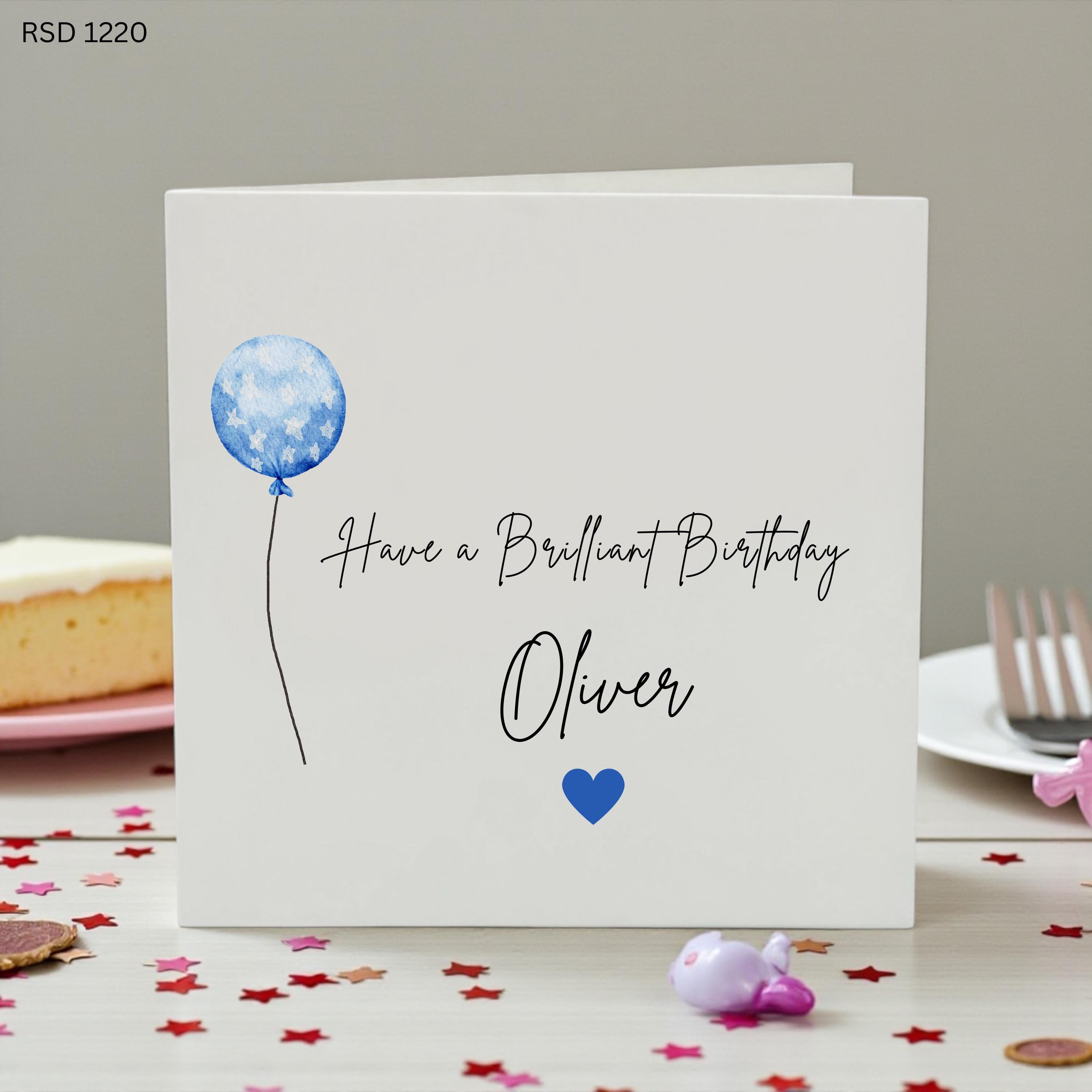 Personalised Birthday Card for Son, Custom Name Birthday Card for Boy, Blue Balloon Birthday Card, Birthday Card for Him, Personalised Son