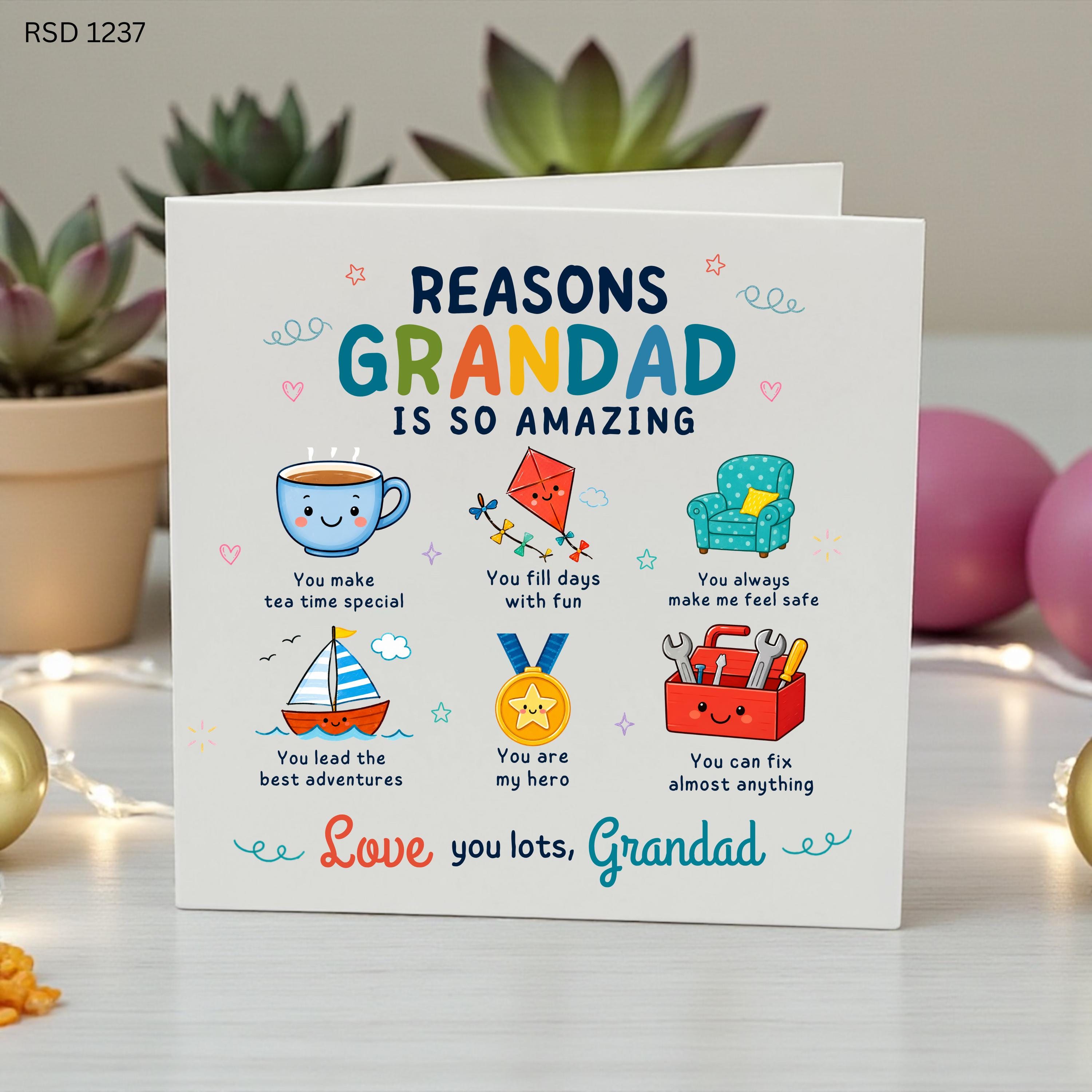 Reasons Grandad Is So Amazing Card, Grandad Birthday Card, From Grandchild Card, Cute Grandad Gift, Special Grandad Birthday,