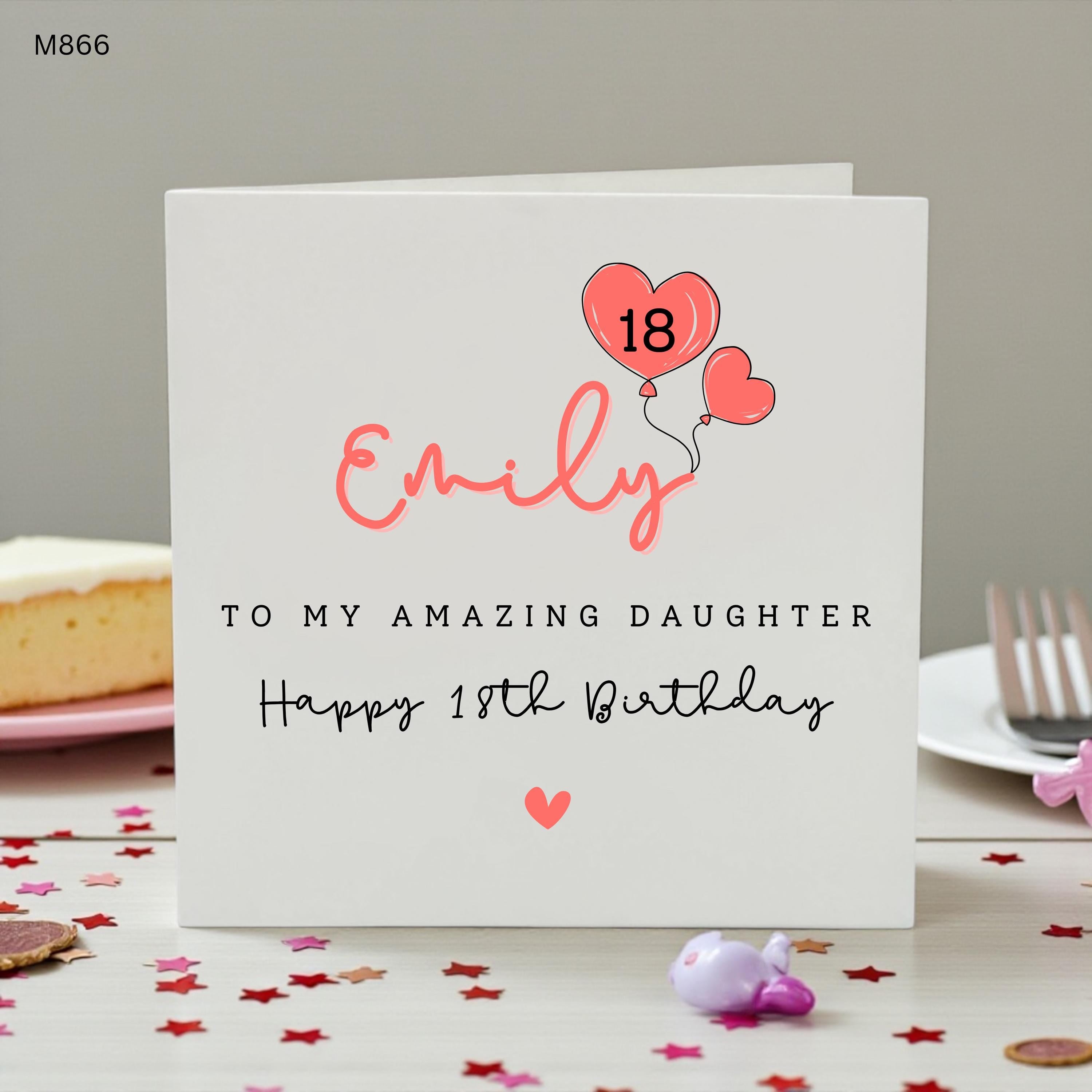 Personalised 18th Birthday Card Daughter, Happy 18th Birthday Daughter Card, Custom Name 18th Birthday Card for Her