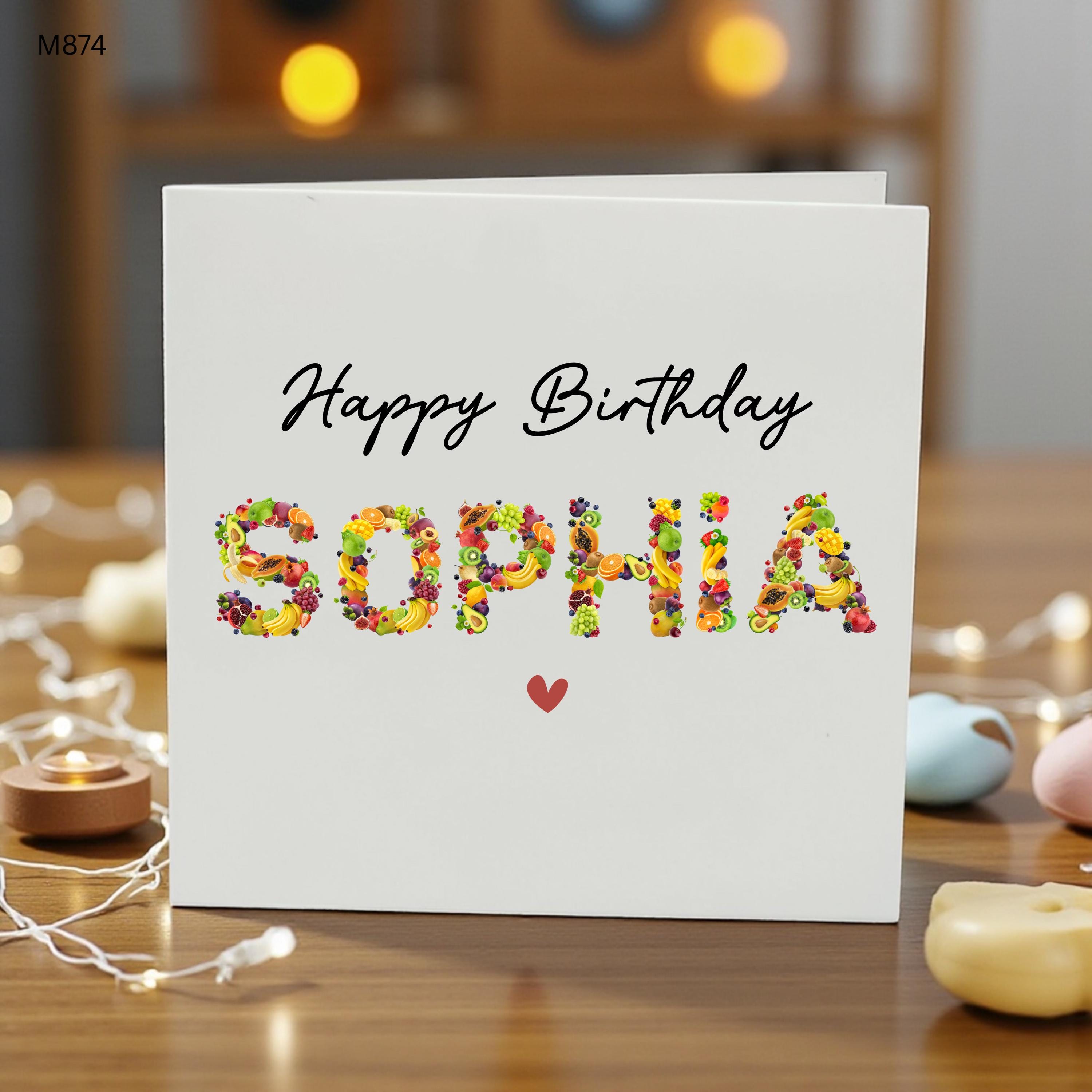 Personalised Fruit Birthday Card, Custom Name Birthday Card for Her, Fruity Birthday Card, Unique Food Theme Birthday Card