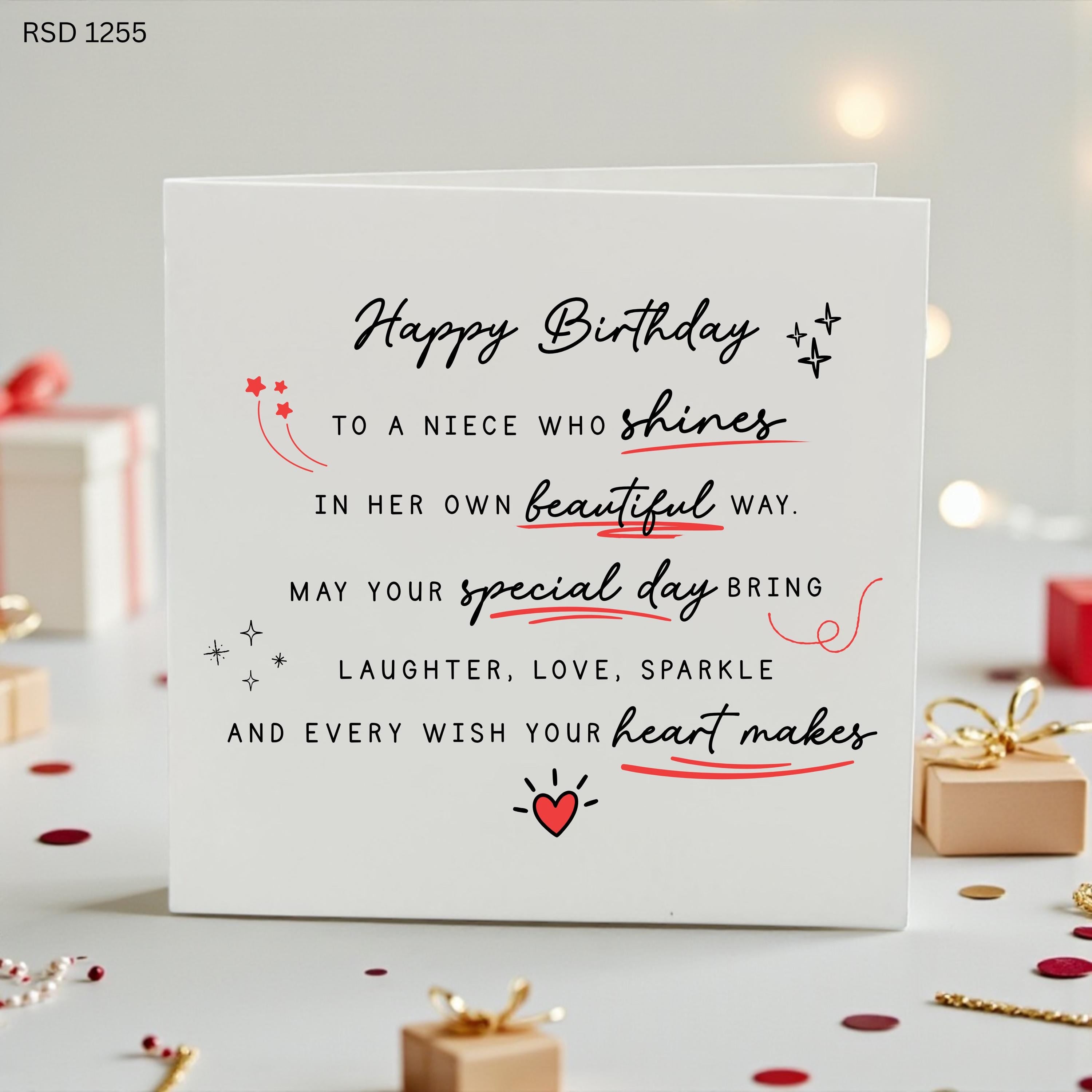 Personalised Niece Birthday Card, Special Niece Birthday Card, Happy Birthday Niece, Beautiful Birthday Wishes Card, Custom Greeting Card