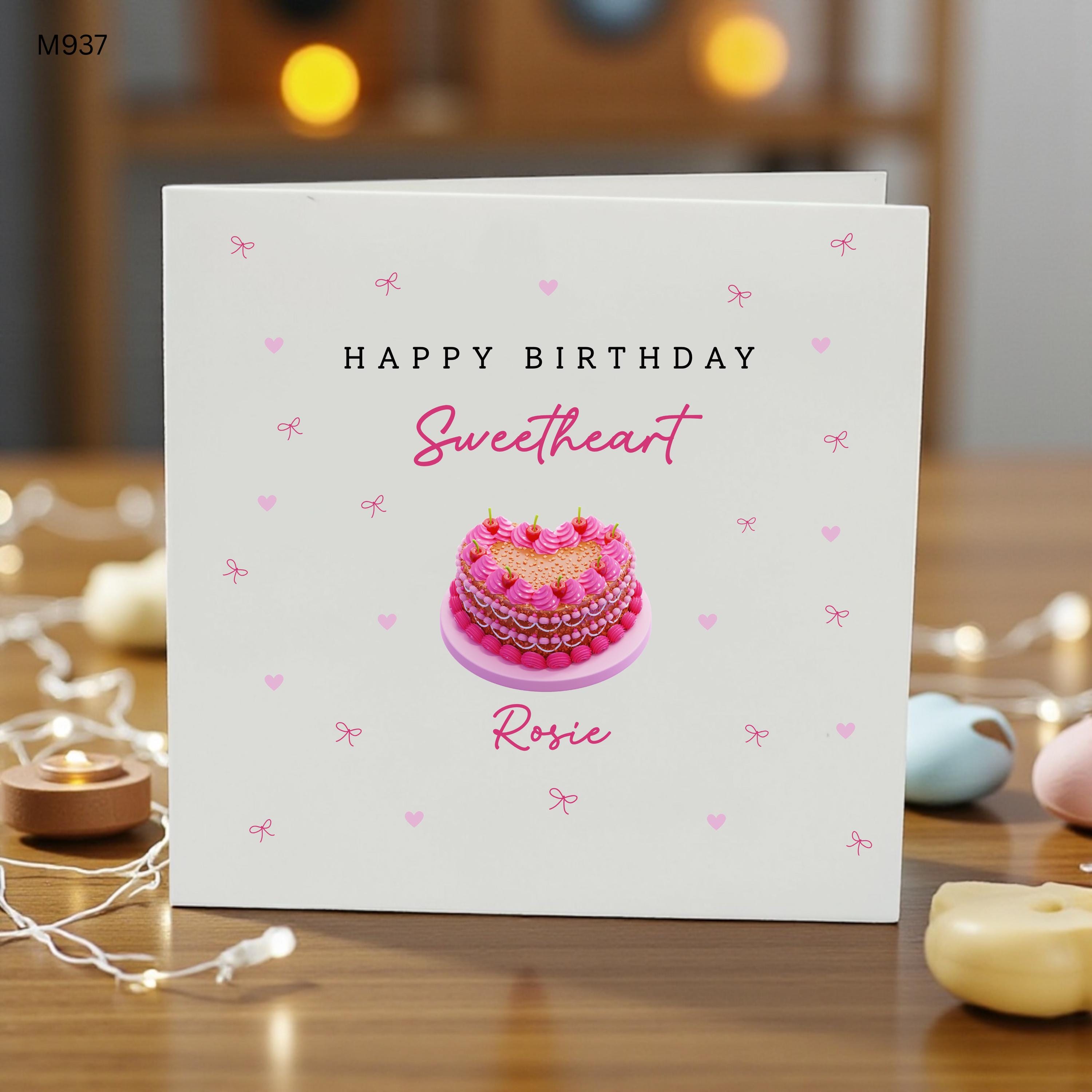 Personalised Sweetheart Birthday Card, Girlfriend Birthday Card, Wife Birthday Card, Romantic Birthday Card, Custom Name Birthday Card