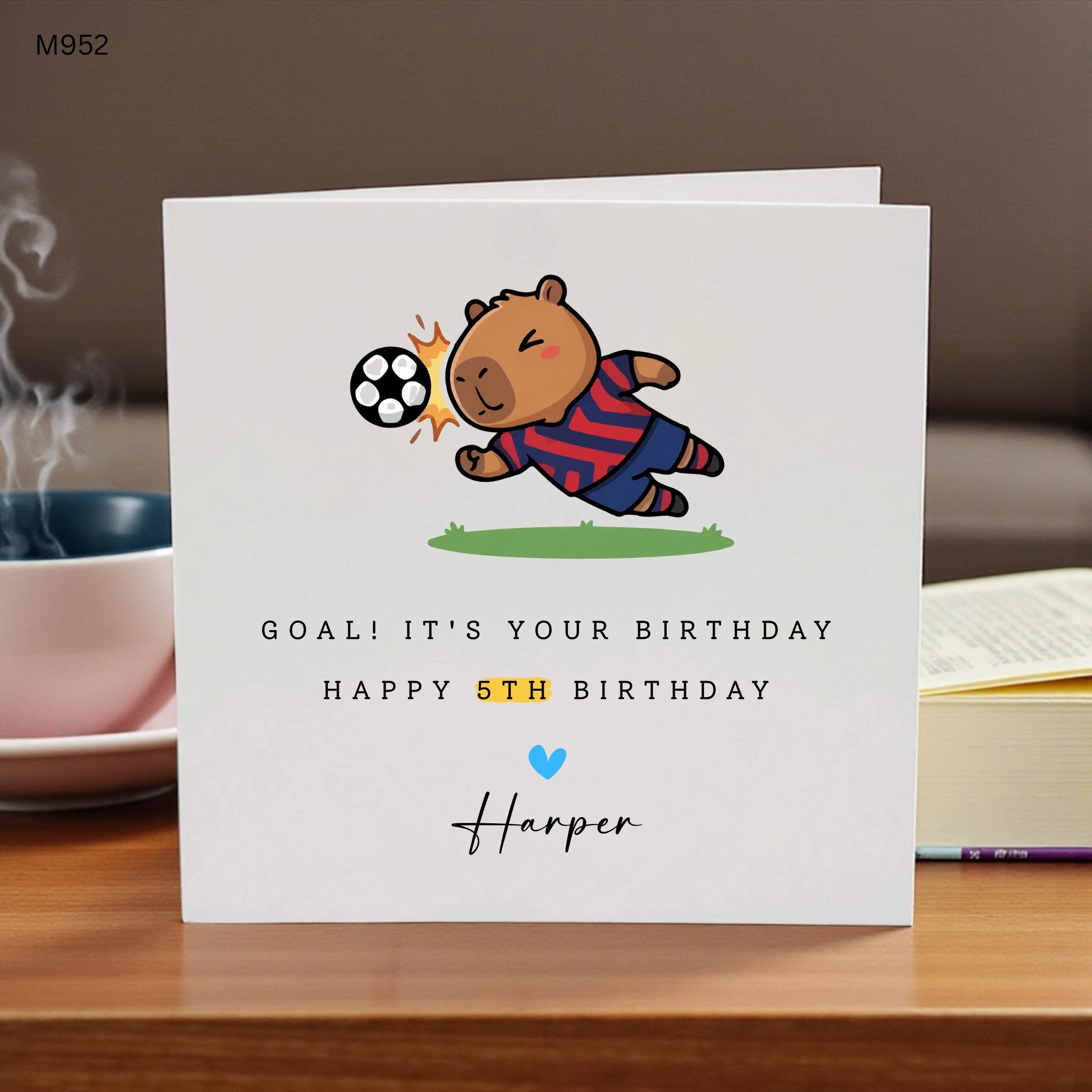 5th Birthday Card, Football Birthday Card, Personalized 5th Birthday Card, Soccer Birthday Card For Boy, Custom Name Birthday Card, Birthday