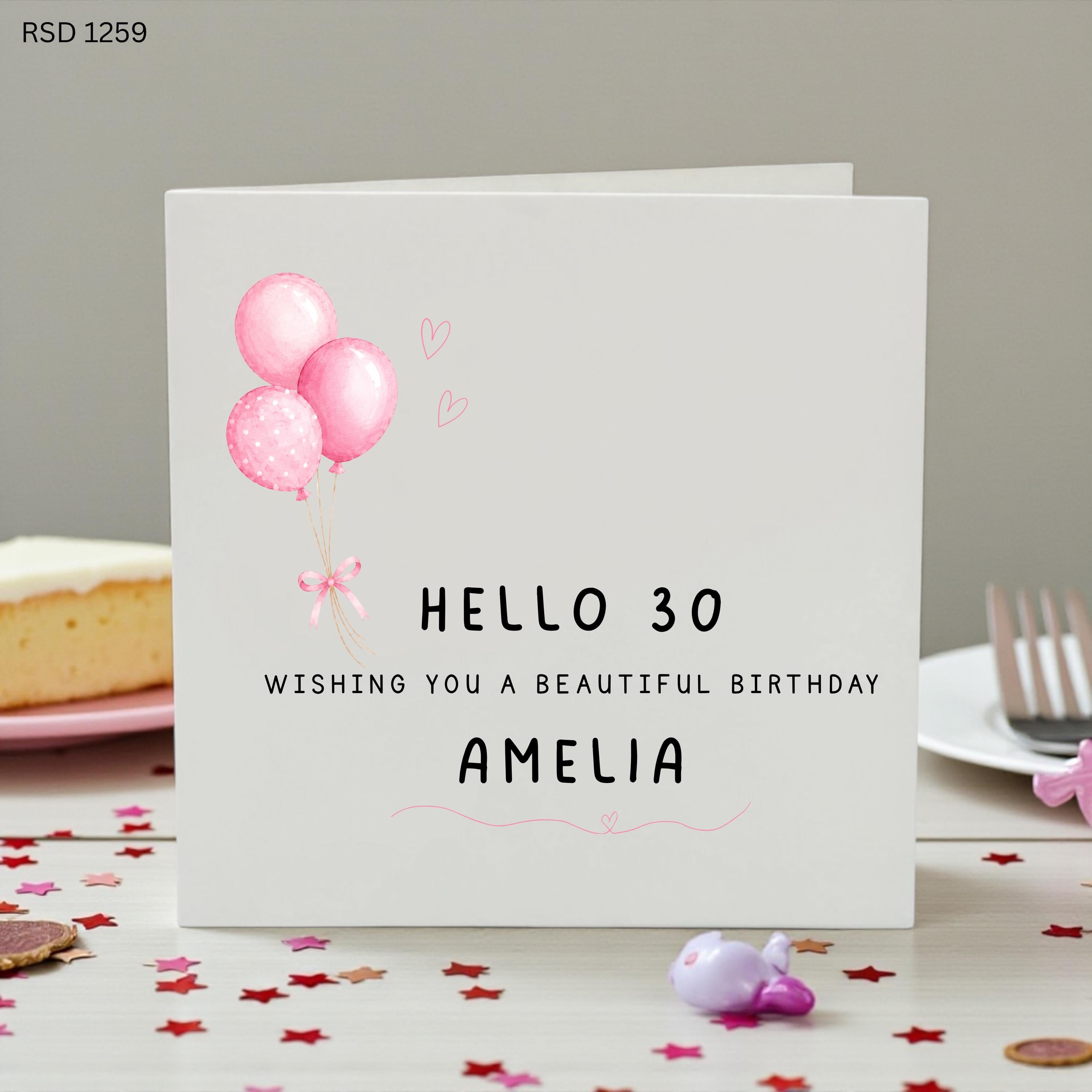 Personalised 30th Birthday Card for Her, Hello 30 Birthday Card, Custom Milestone Birthday , 30th Birthday Gift for Daughter Friend Sister