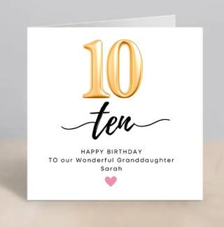 10th birthday card | greetings card | birthday day card for her | personalised card | gift | thirty | happy birthday | birthday card 6x6