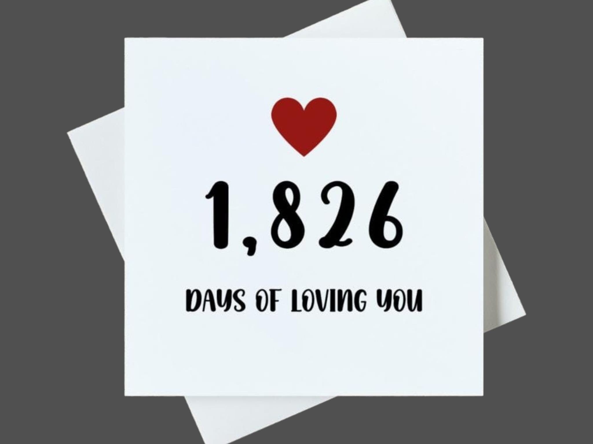 1826 days of loving you happy 2nd anniversary card | personalised printed with message | romantic card for girlfriend boyfriend husband 6x6