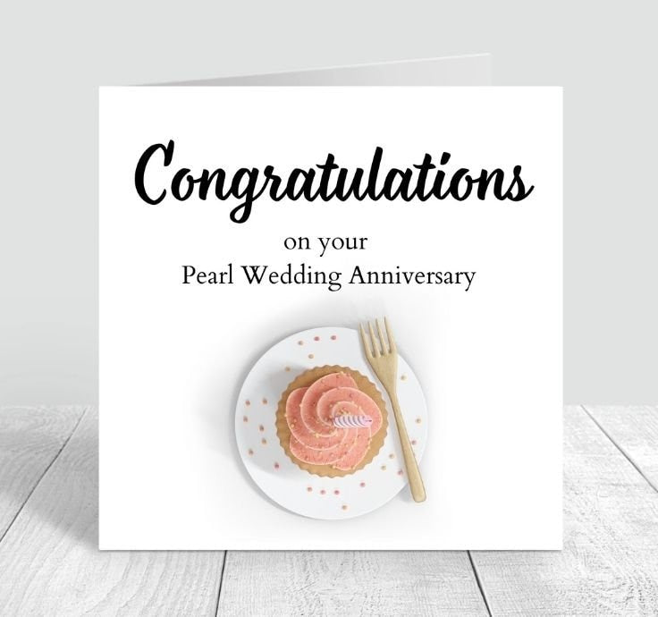 Mum & Dad Pearl Wedding Anniversary Card - Personalised 30th anniversary card - 30th wedding anniversary card - Envelope Inc 6x6